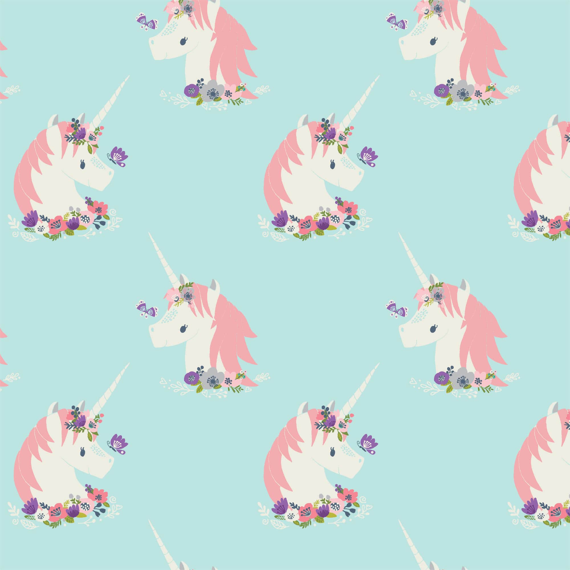 Eugene Textiles Sky Blue Unicorn Flannel