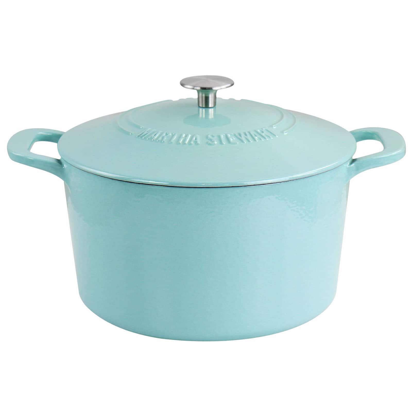 Martha Stewart Enameled Cast Iron Embossed Dutch Oven With Lid 7