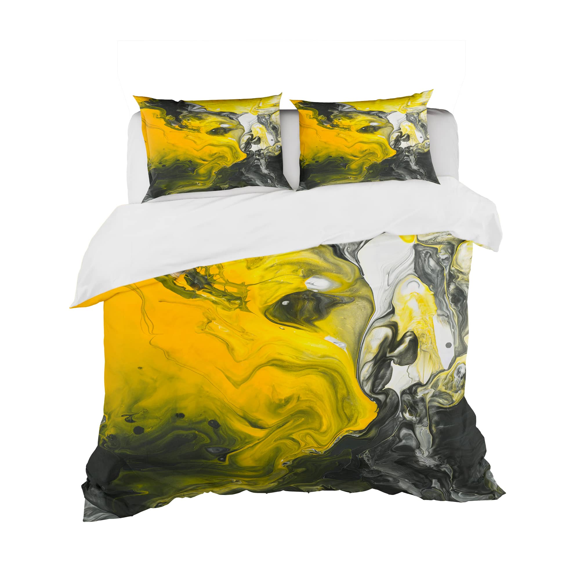Designart &#x27;Acrylic Marble with Yellow and Black&#x27; Modern &#x26; Contemporary Bedding Set - Duvet Cover &#x26; Shams