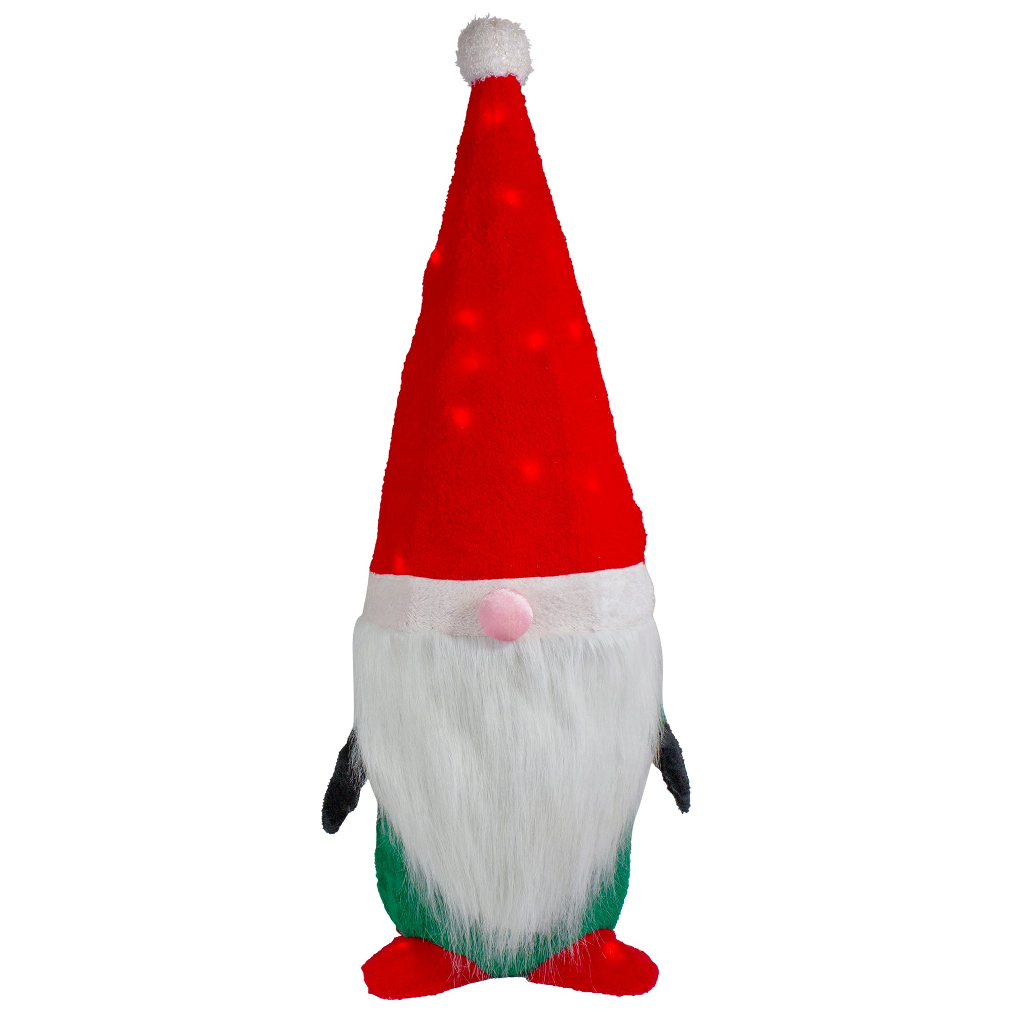 35&#x22; Lighted Red &#x26; Green Christmas Gnome Yard Decoration