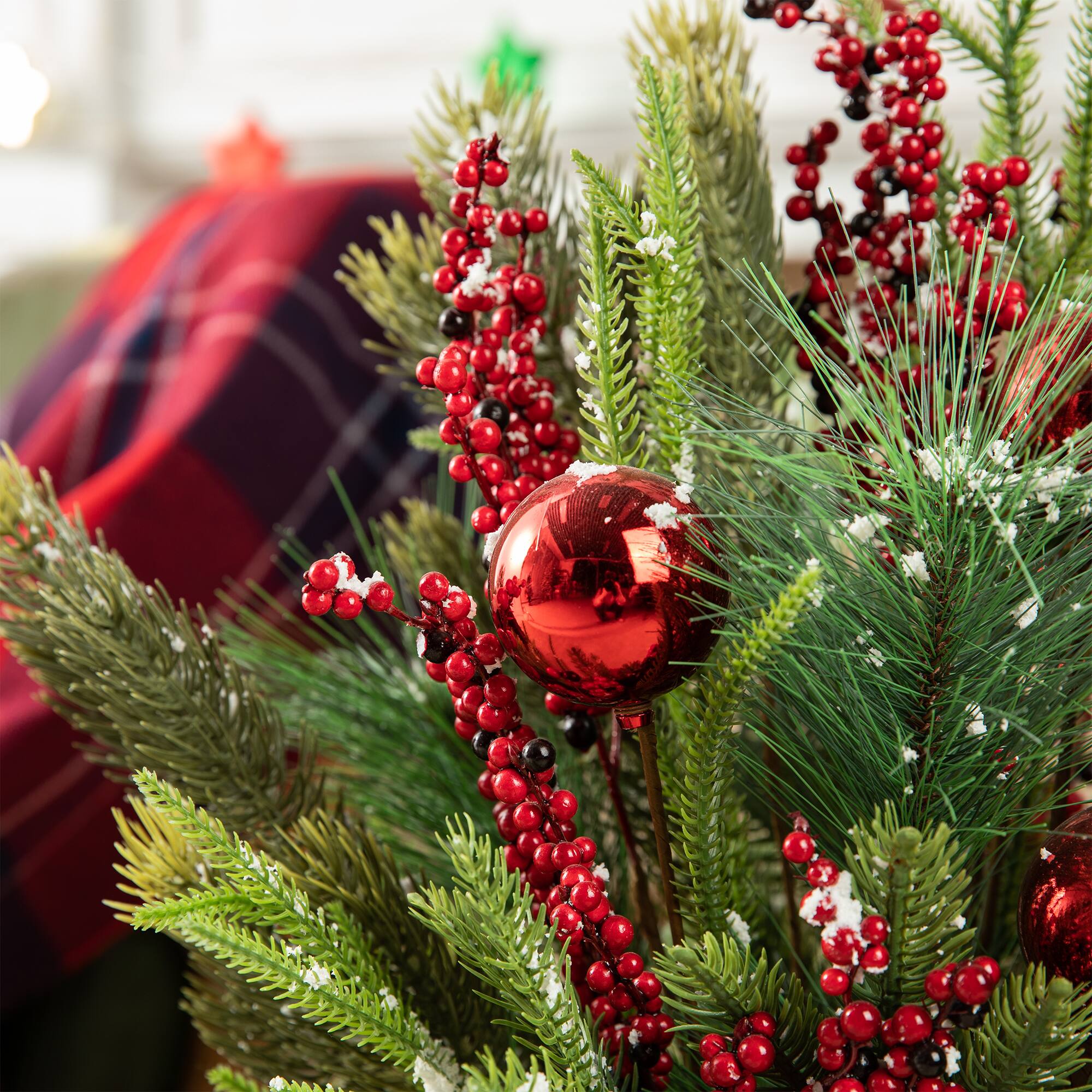 Glitzhome® 35" Christmas Poinsettia Floral Porch Tree in Red Container