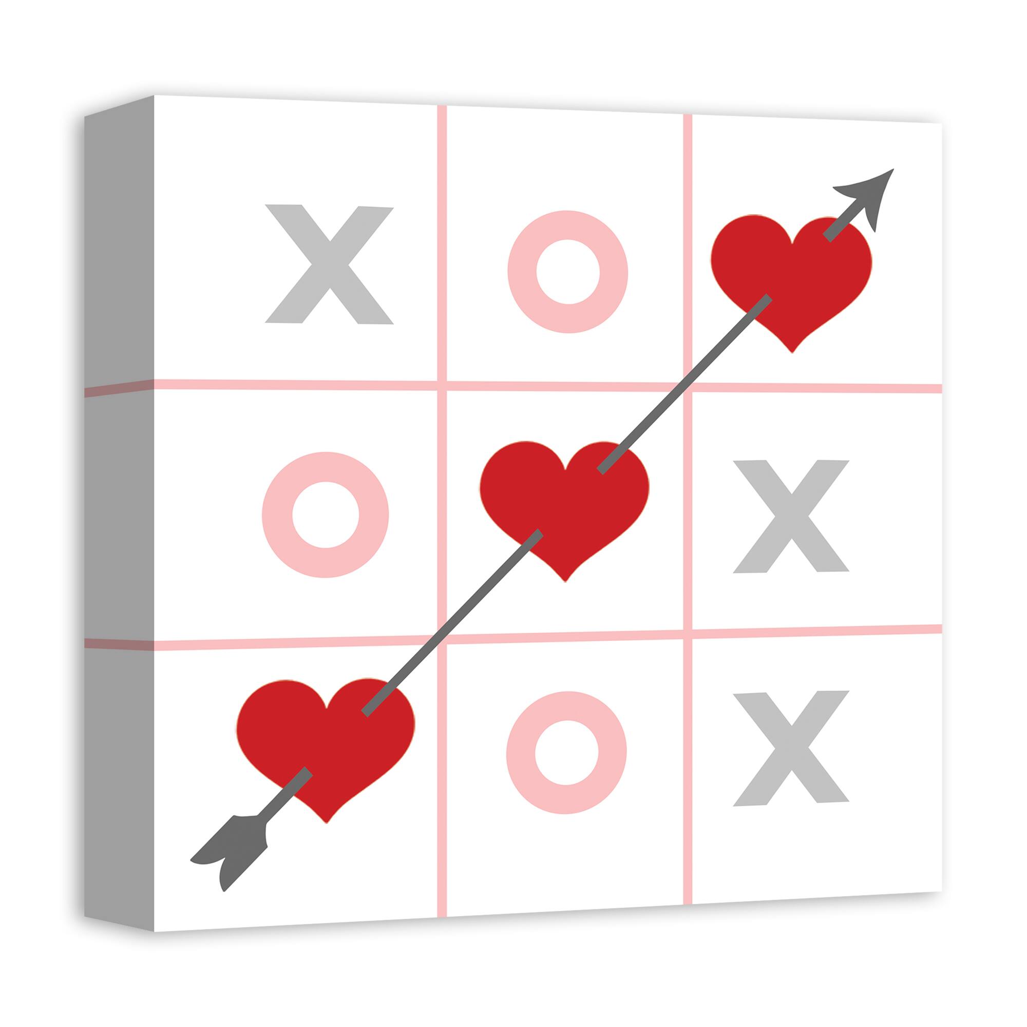 Tic Tac Toe Hearts 12" x 12" Canvas Wall Art