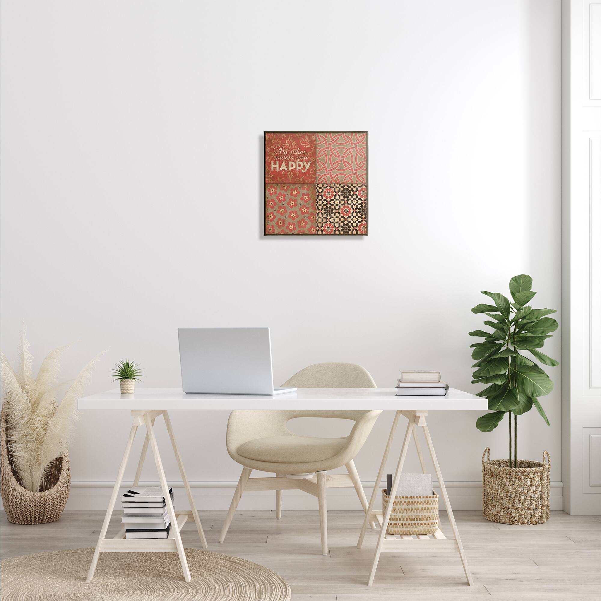 Stupell Industries Do What Makes You Happy Vintage Red Patterns Canvas Wall Art