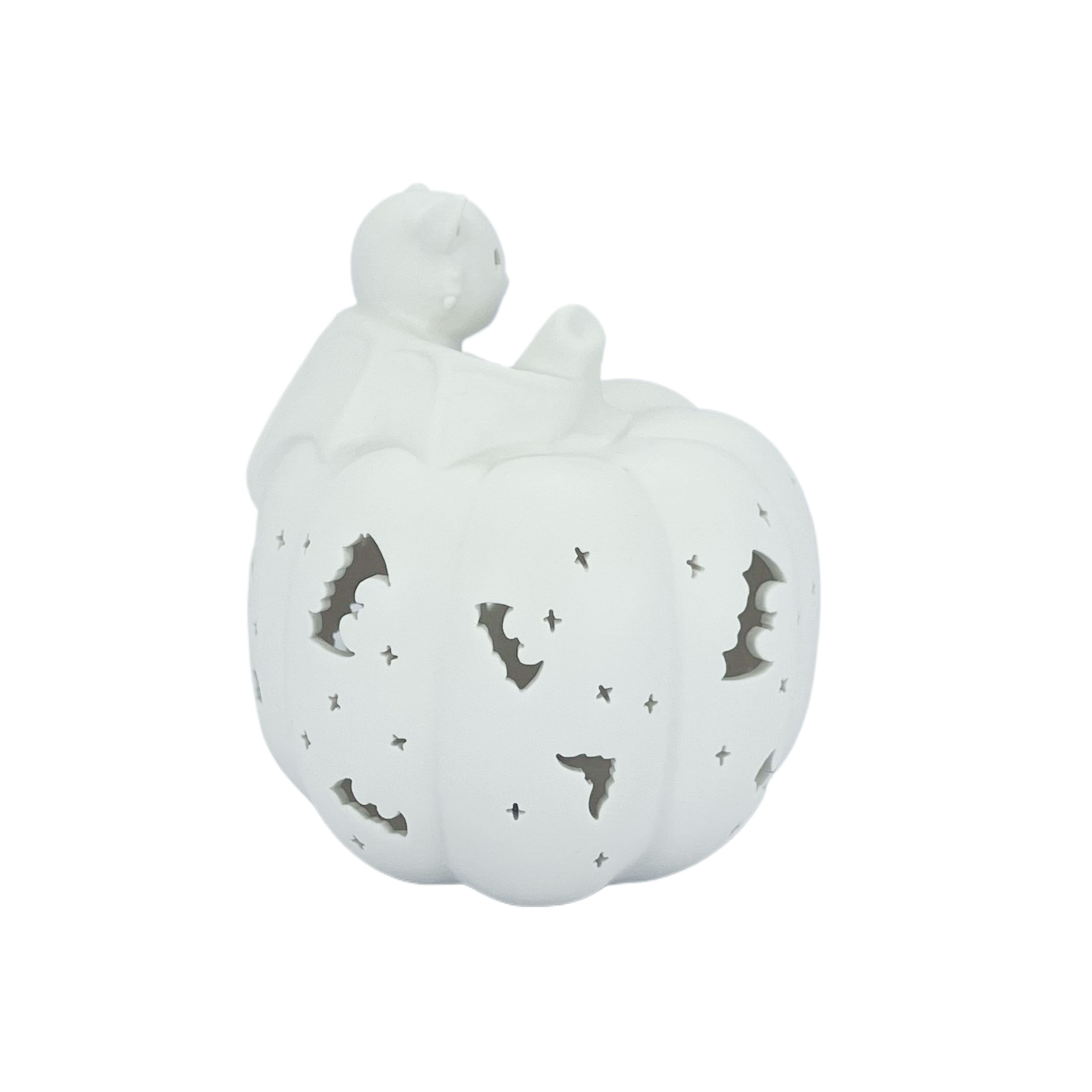 6.75&#x22; DIY Ceramic LED Pumpkin &#x26; Bat D&#xE9;cor by Make Market&#xAE;