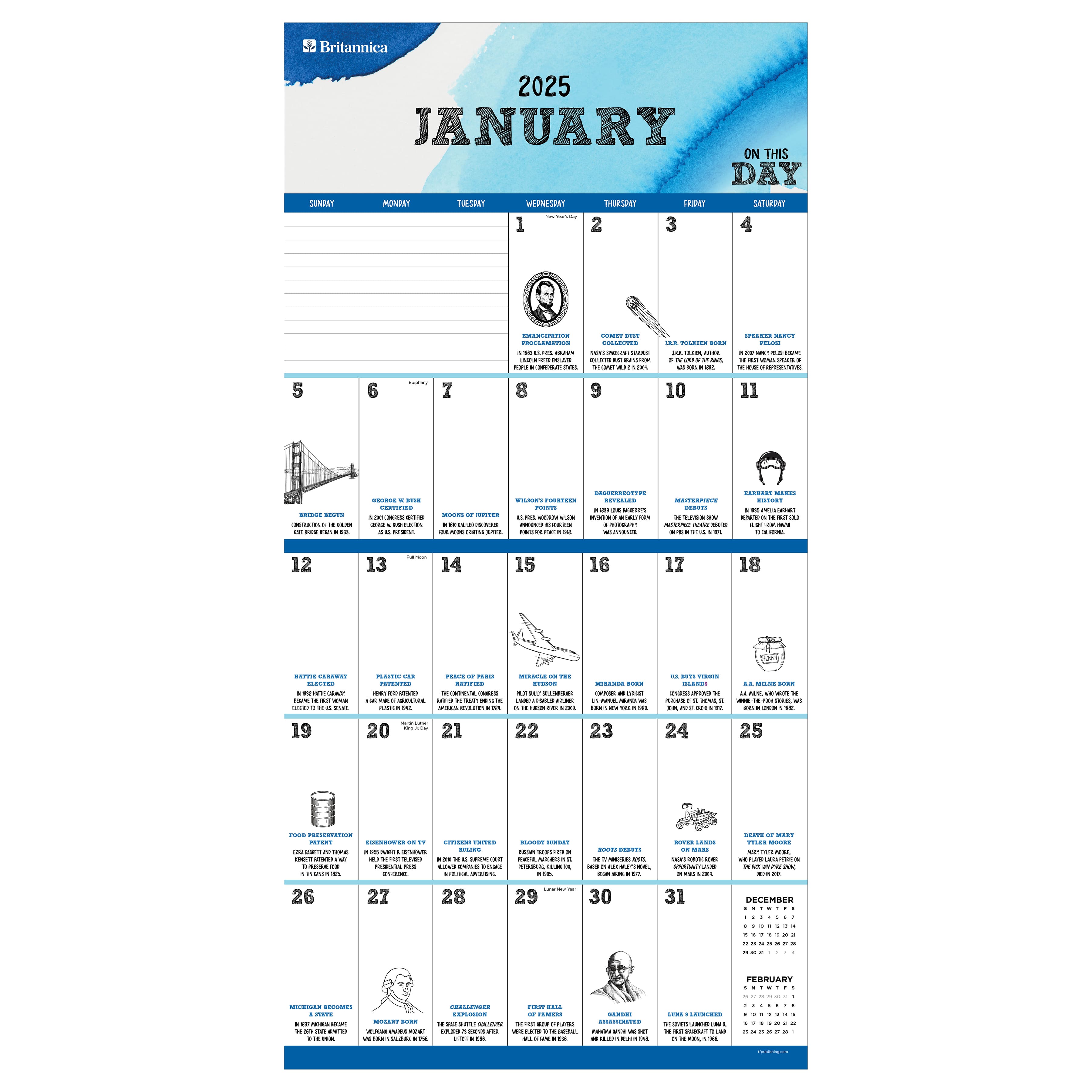 TF Publishing 2025 On This Day Wall Calendar