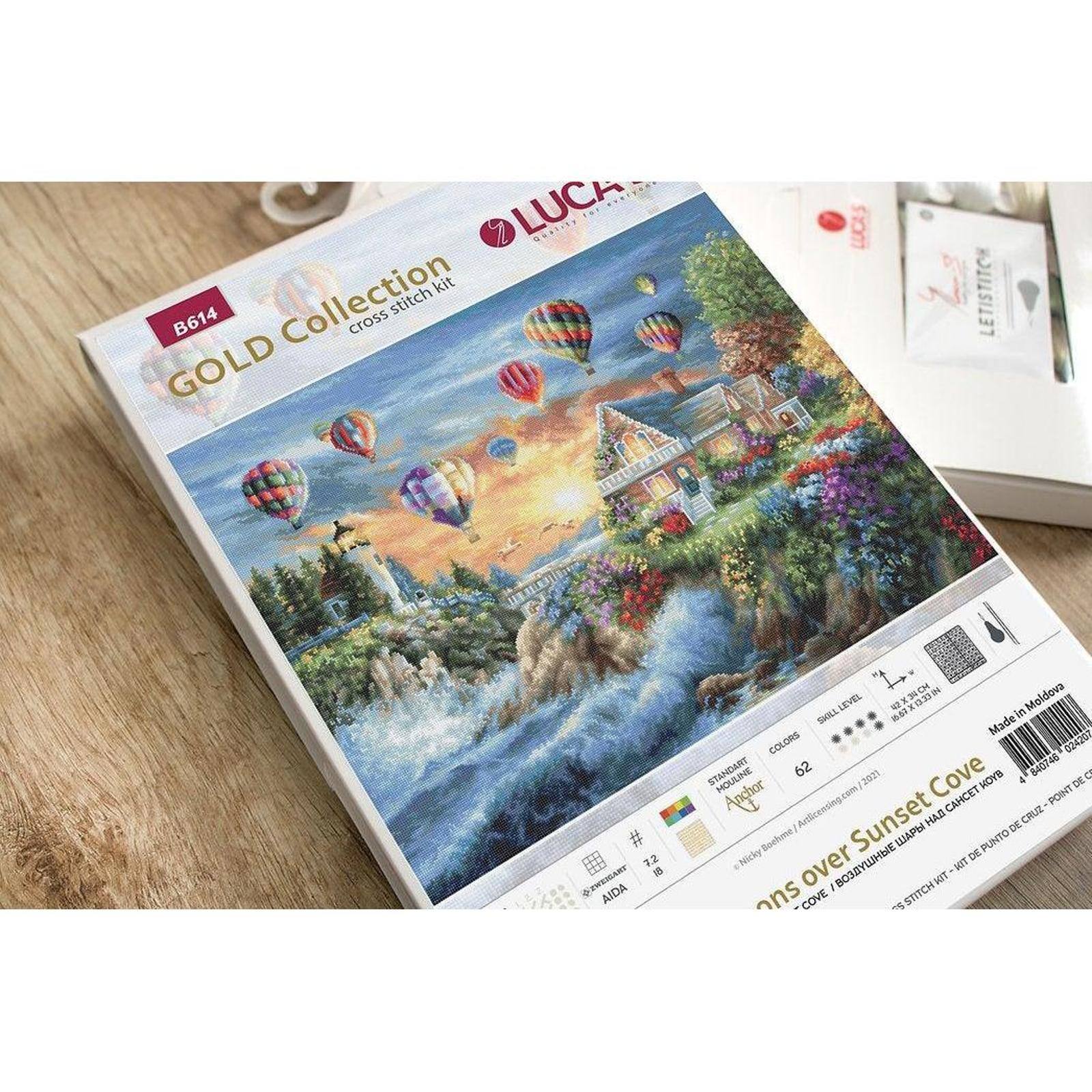 Luca-s Balloons Over Sunset Cove Counted Cross Stitch Kit