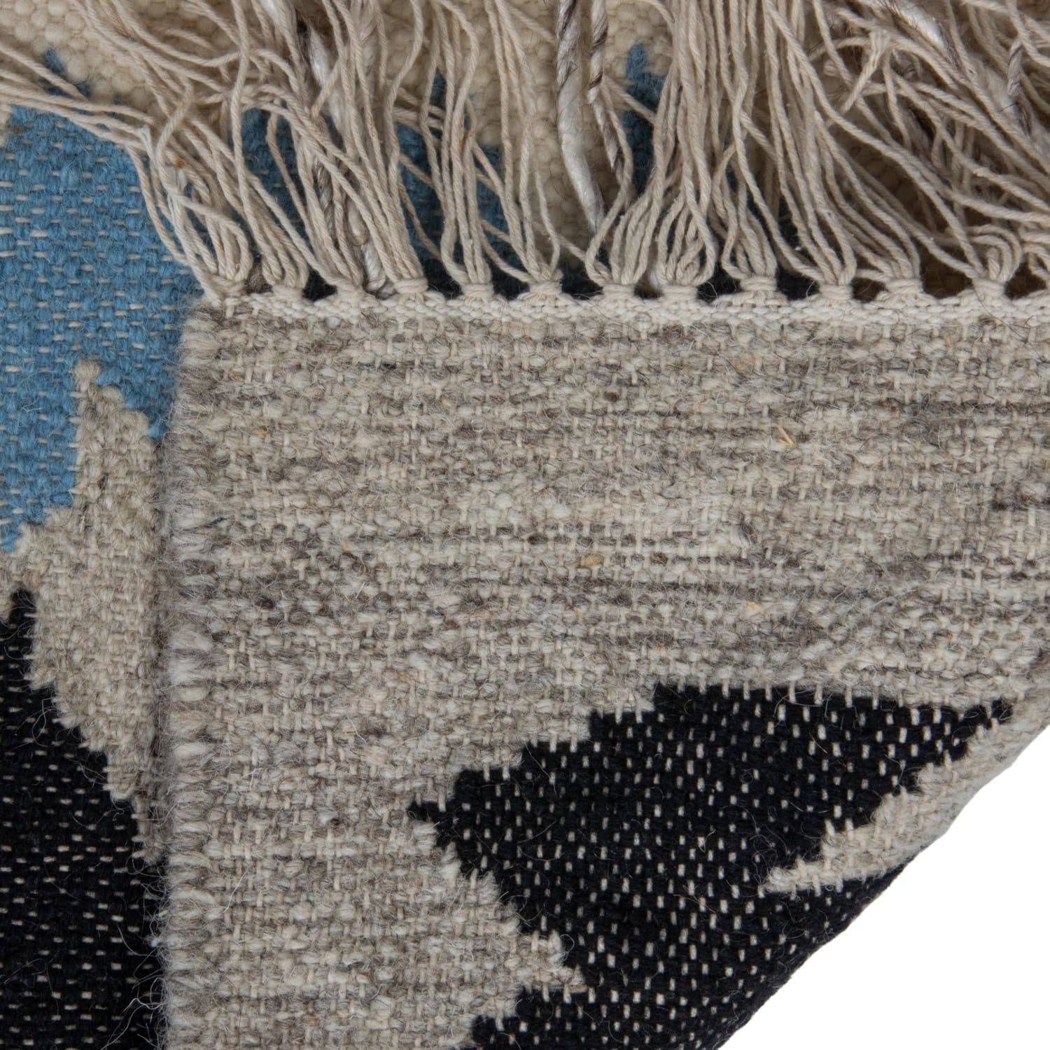 Hello Honey® 4ft. x 6ft. Multicolor Woven Wool & Cotton Blend Kilim Rug with Fringe