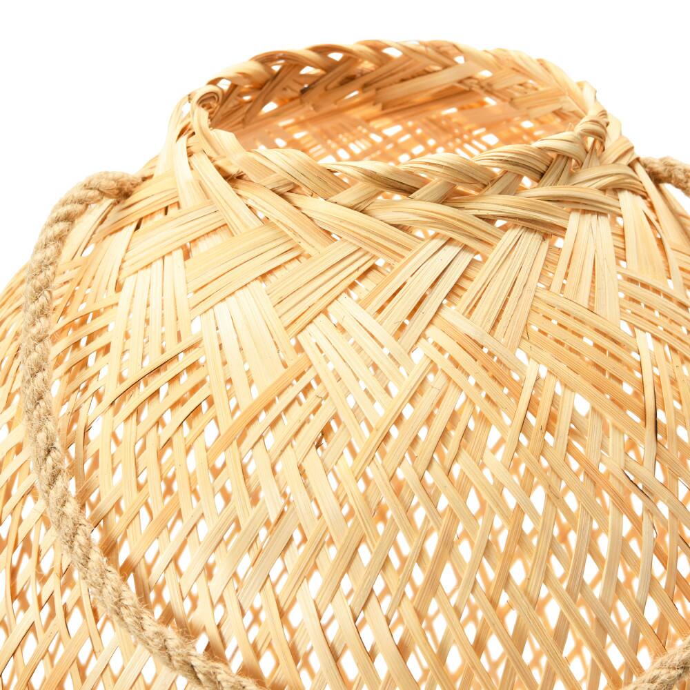 Bloomingville 23.5&#x22; Natural Hand-Woven Bamboo Lantern with Jute Handle &#x26; Glass Insert