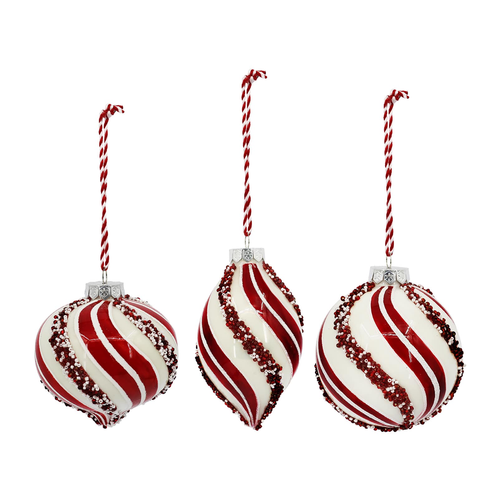 Assorted Red &#x26; White Swirl Glass Ornament by Ashland&#xAE;