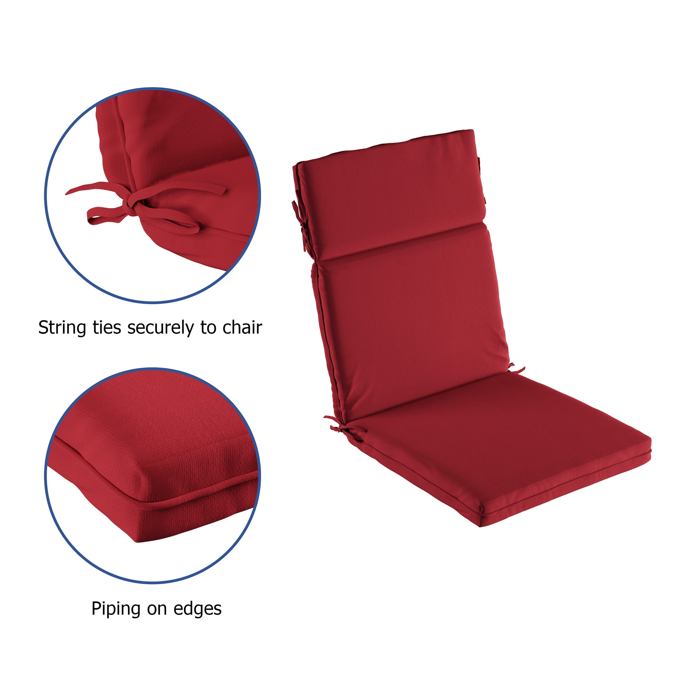 Hastings Home Red High Back Patio Chair Cushion