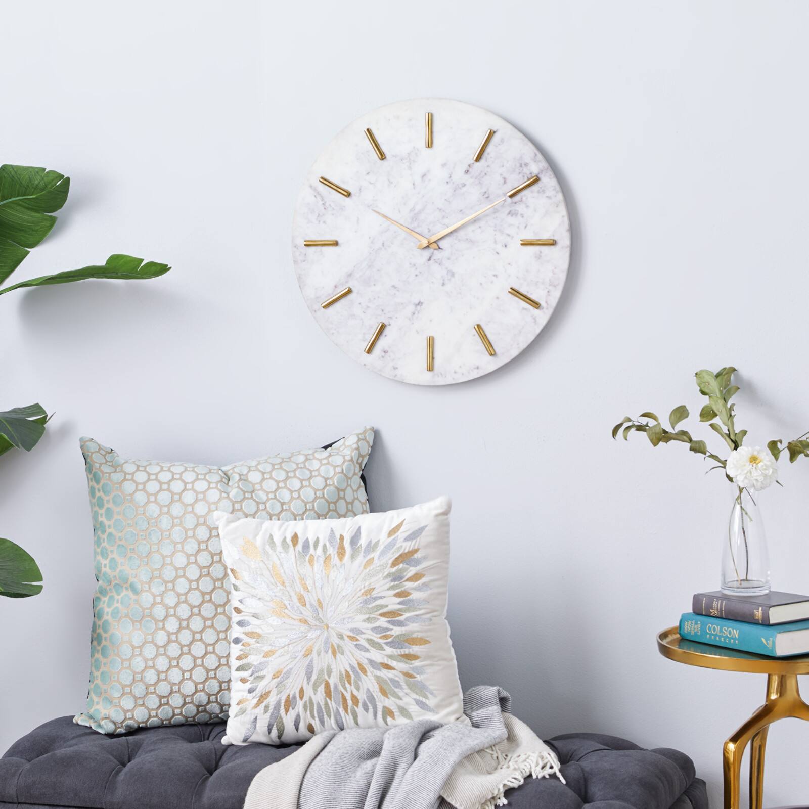 CosmoLiving by Cosmopolitan 20&#x22; White Marble Contemporary Wall Clock