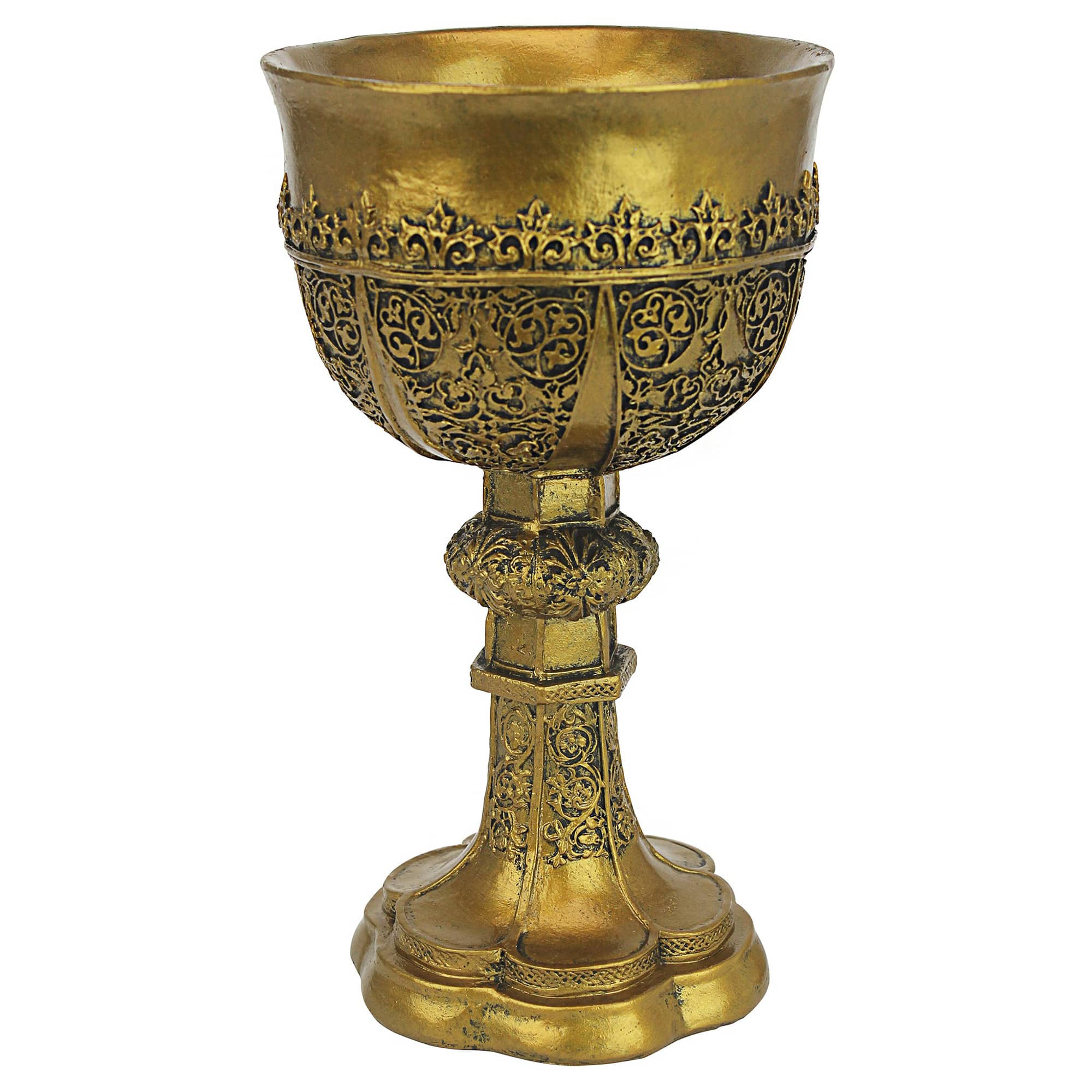 9&#x22; King Arthur&#x27;s Golden Chalice Gothic Sculpture