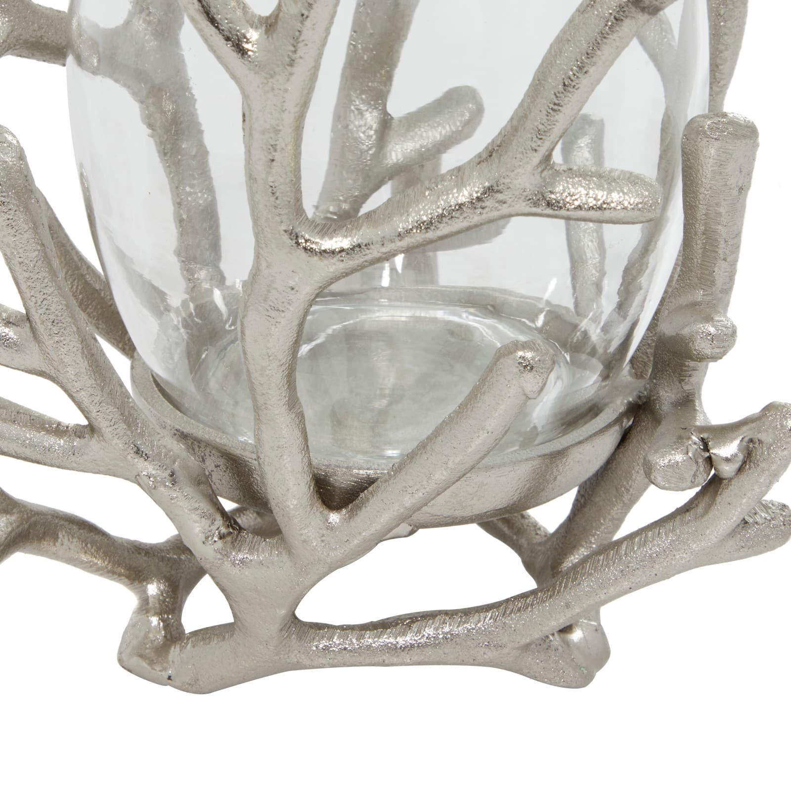 6" Silver Aluminum Coastal Candle Holder