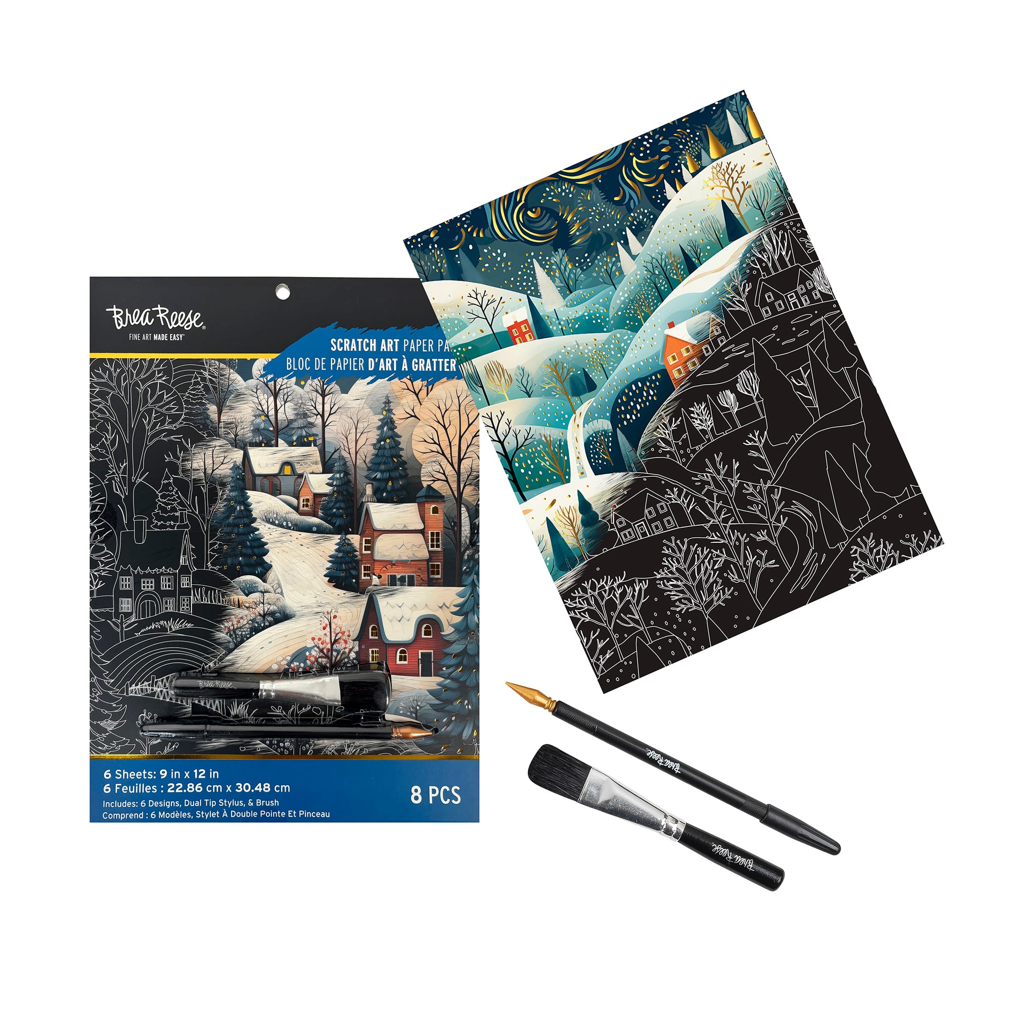 Brea Reese™ 9" x 12" Winter Village Scratch Art Paper Pad
