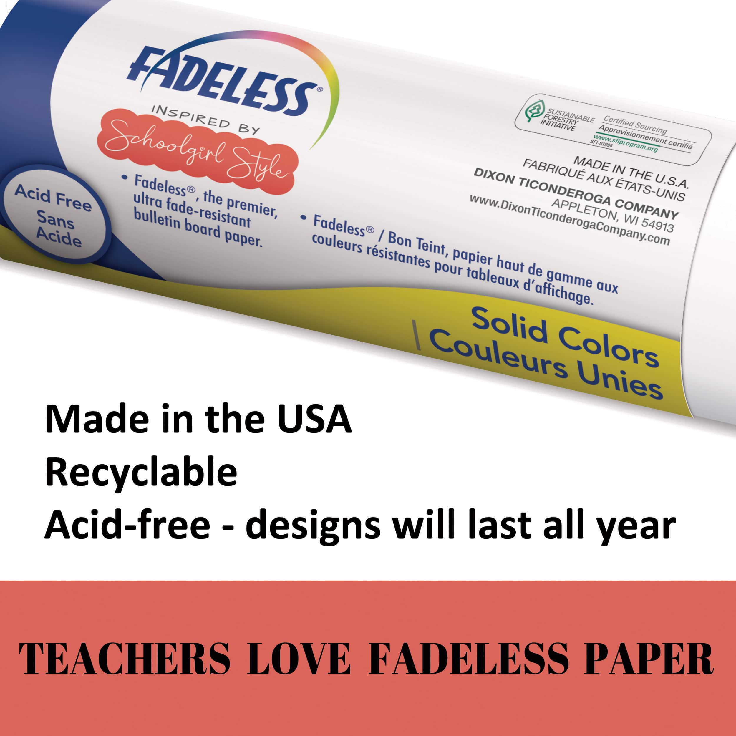 Fadeless&#xAE; Schoolgirl Style&#x2122; 47.25&#x22; x 12ft. Coral Sugar Bulletin Board Paper Roll