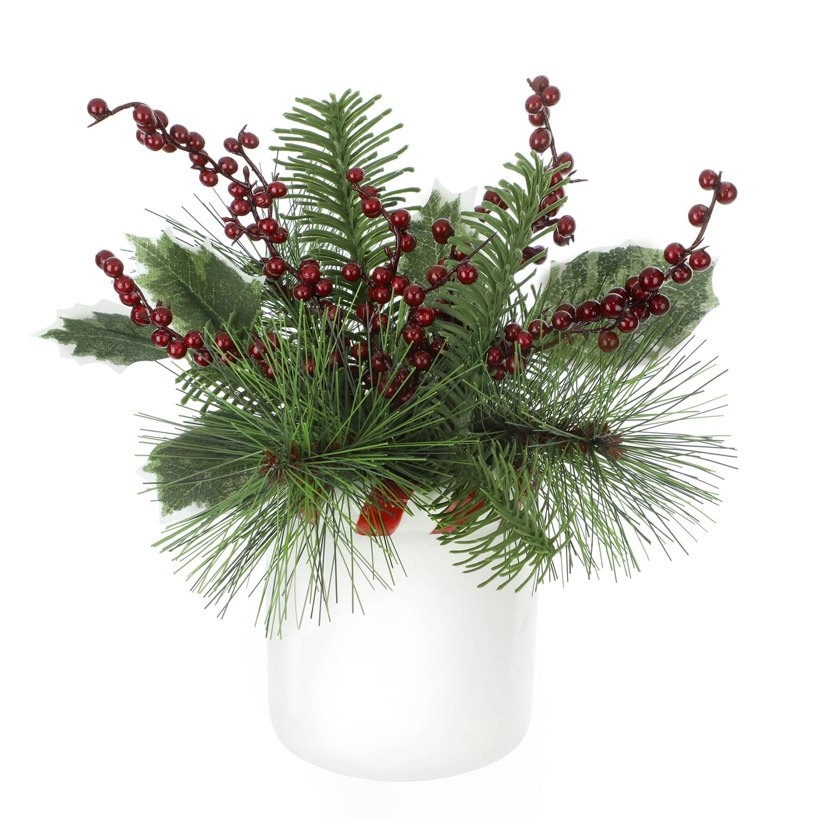 10&#x22; Pine, Holly &#x26; Berry in White Pot by Ashland&#xAE;