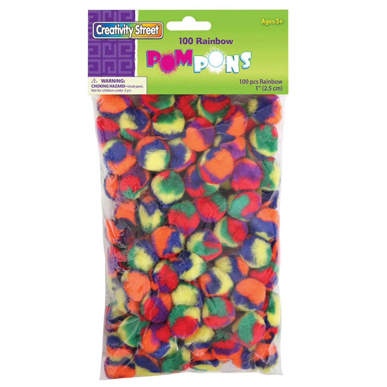 Creativity Street Rainbow 1" 6 Pack Pom Pons, 600ct.