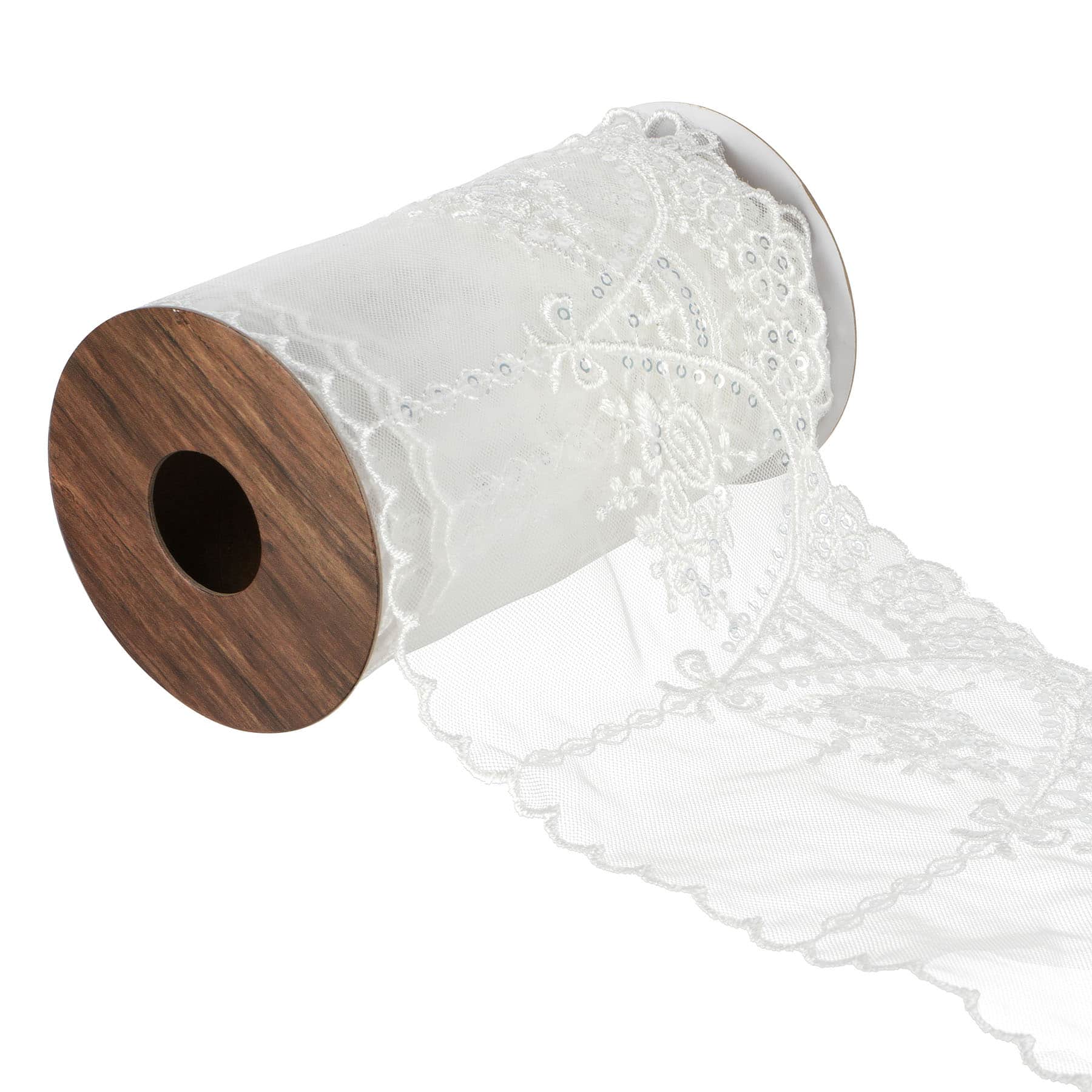 3.5&#x22; x 2yd. White Lace Ribbon by Ashland&#xAE; Gothic Bordeaux