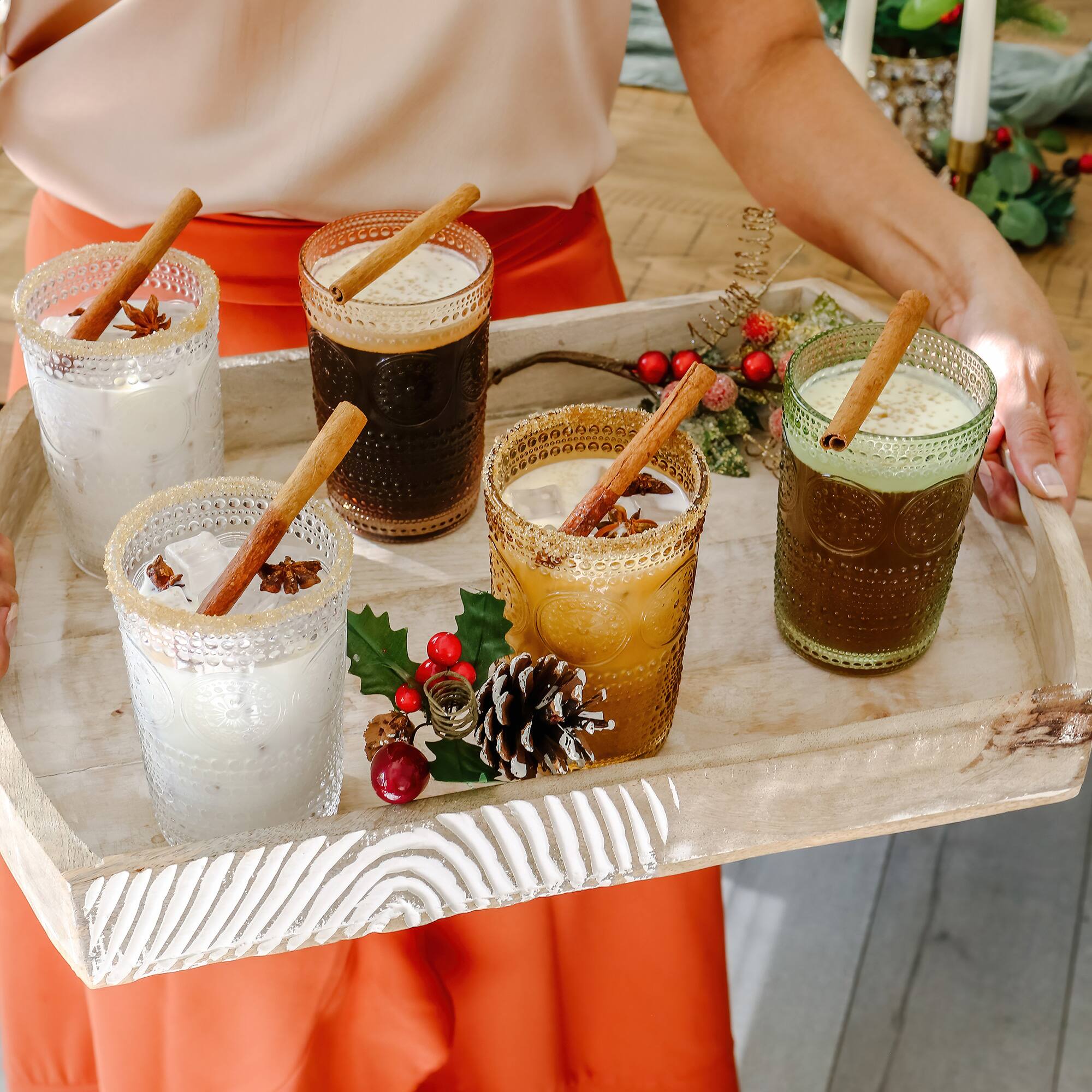 Kate Aspen® 13oz. Beaded Floral Green Drinking Glasses, 6ct.