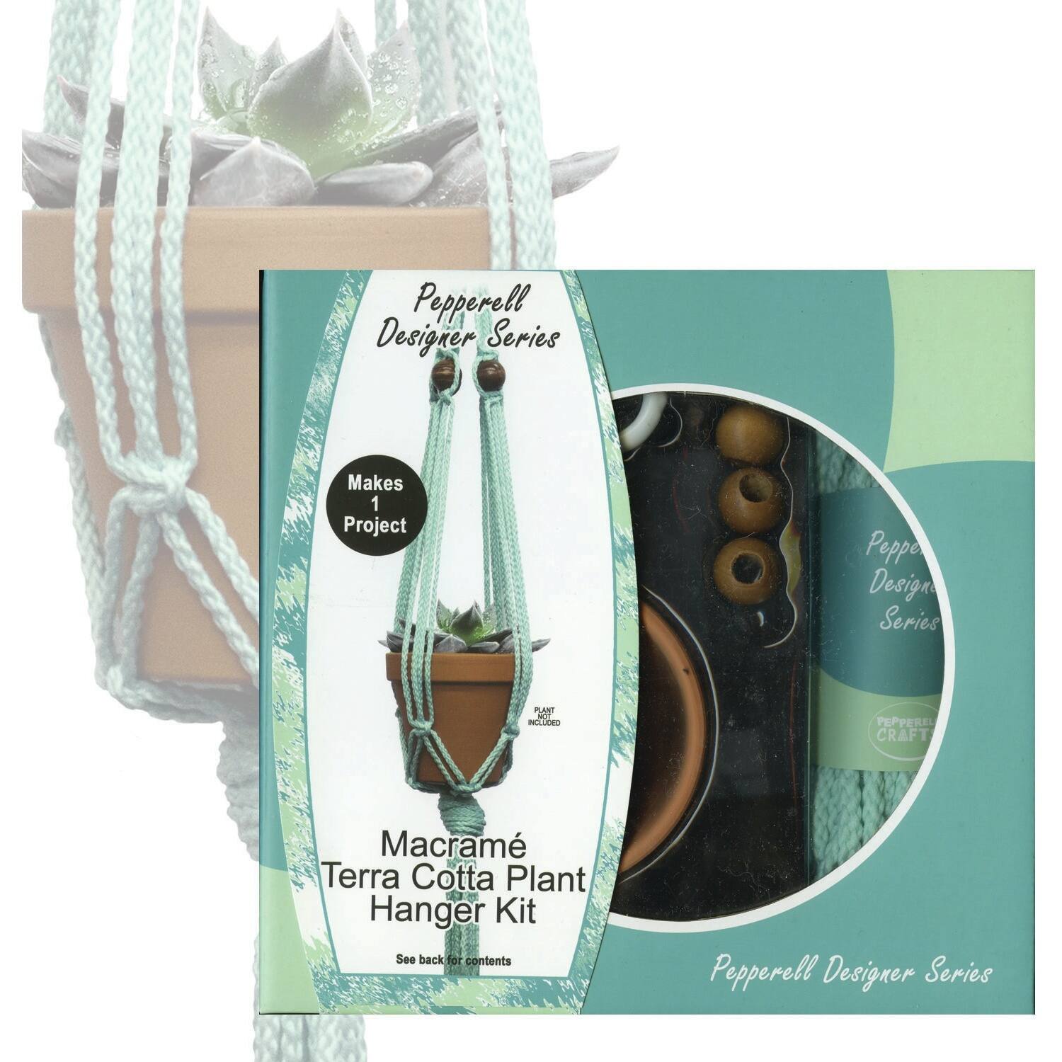 Pepperell Designer Mint Macramé Plant Hanger Kit