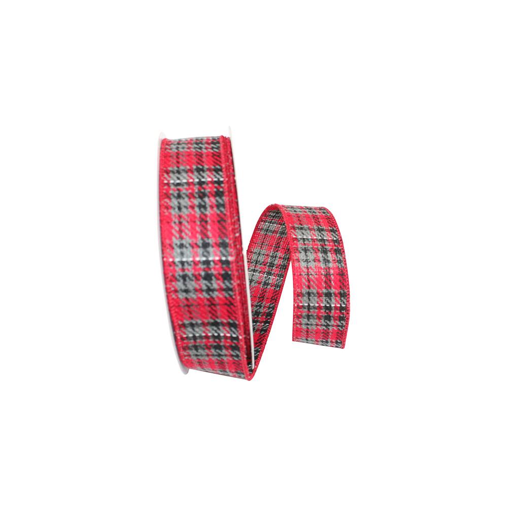 JAM Paper 1.5&#x22; x 20yd. Heavy Twill Wired Edge Plaid Ribbon