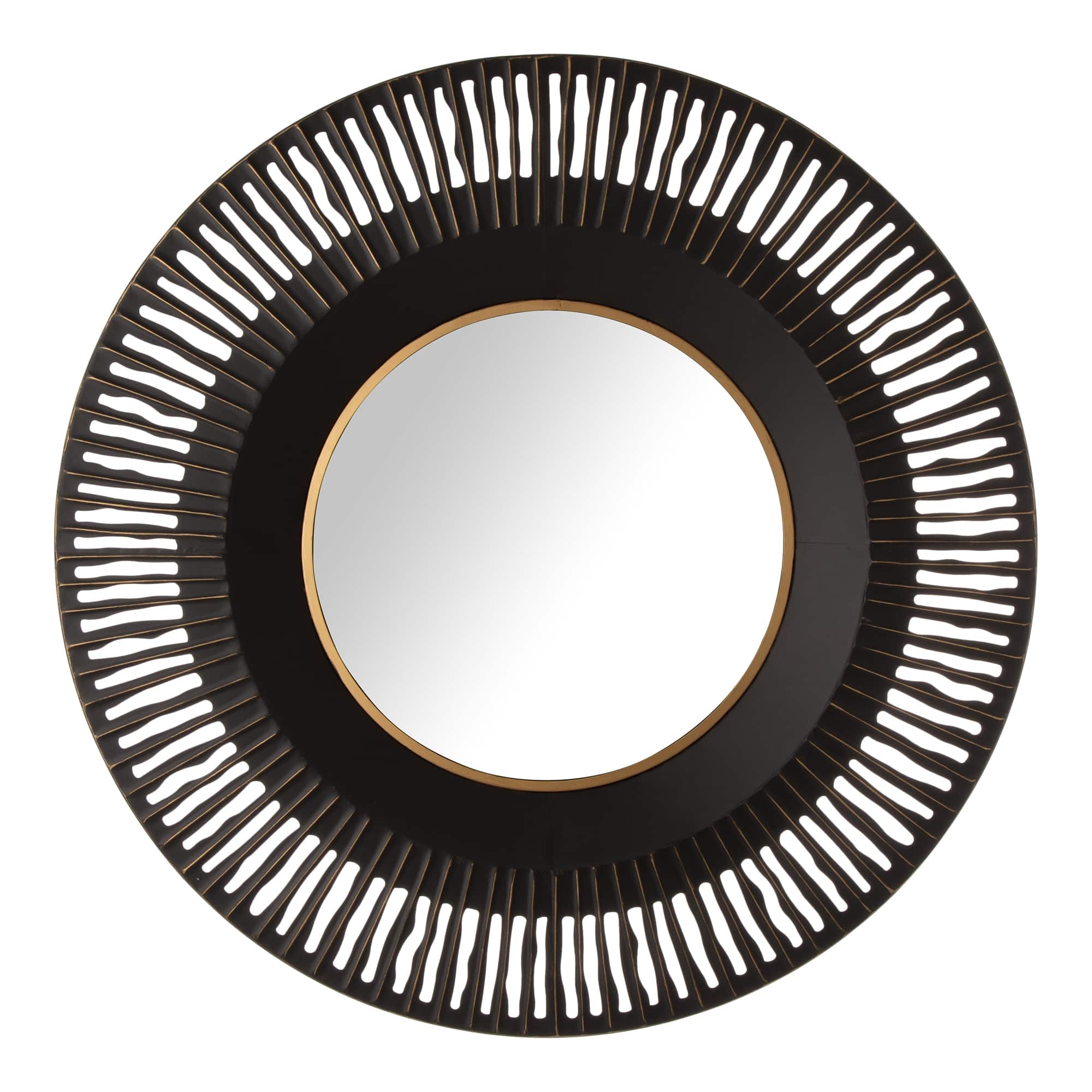 Glitzhome® 35" Vintage Industrial Metal Round Wall Mirror