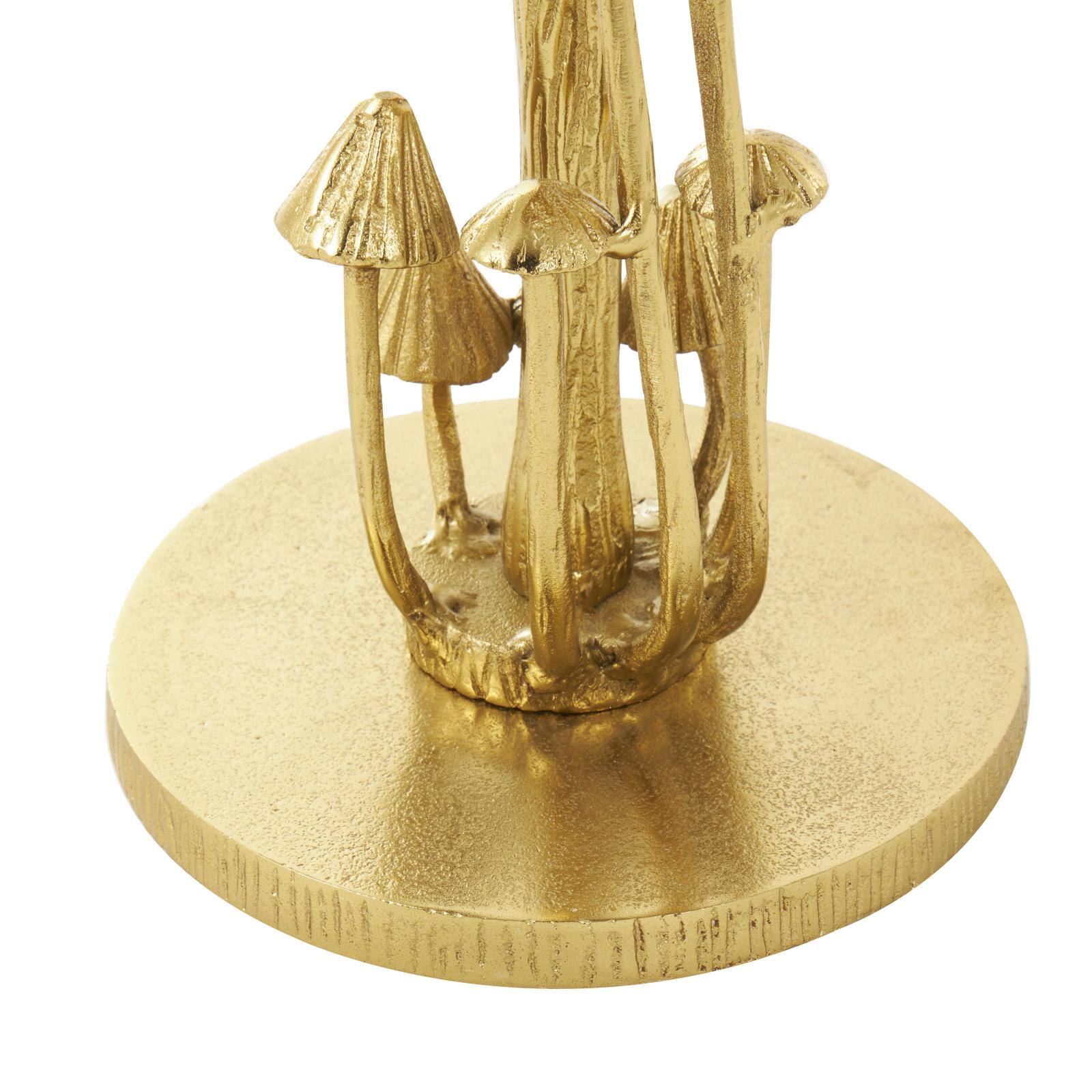 23" Gold Aluminum Metal Mushroom Table with Glass Tabletop