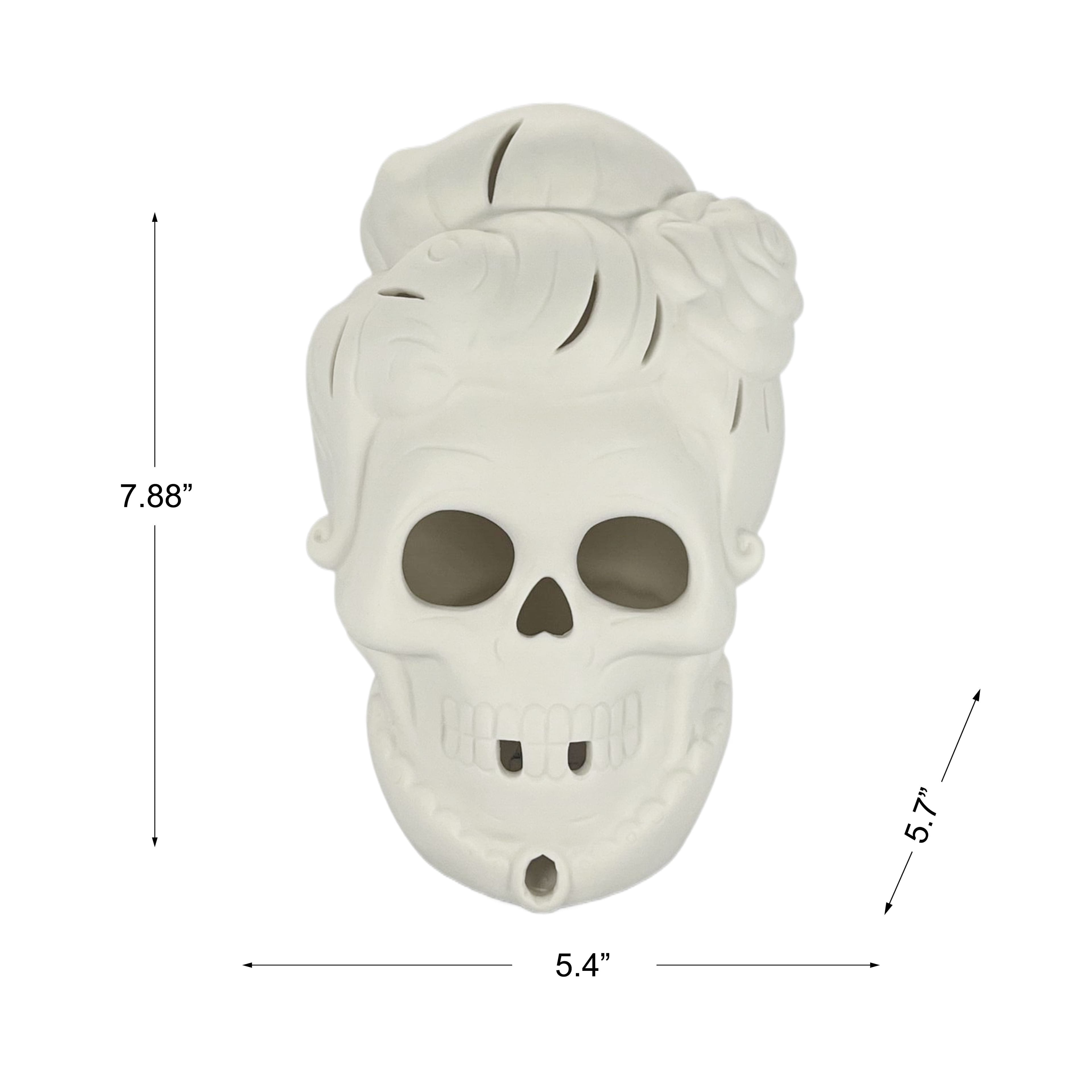 8&#x22; DIY Ceramic LED Fancy Updo Skull D&#xE9;cor by Make Market&#xAE;