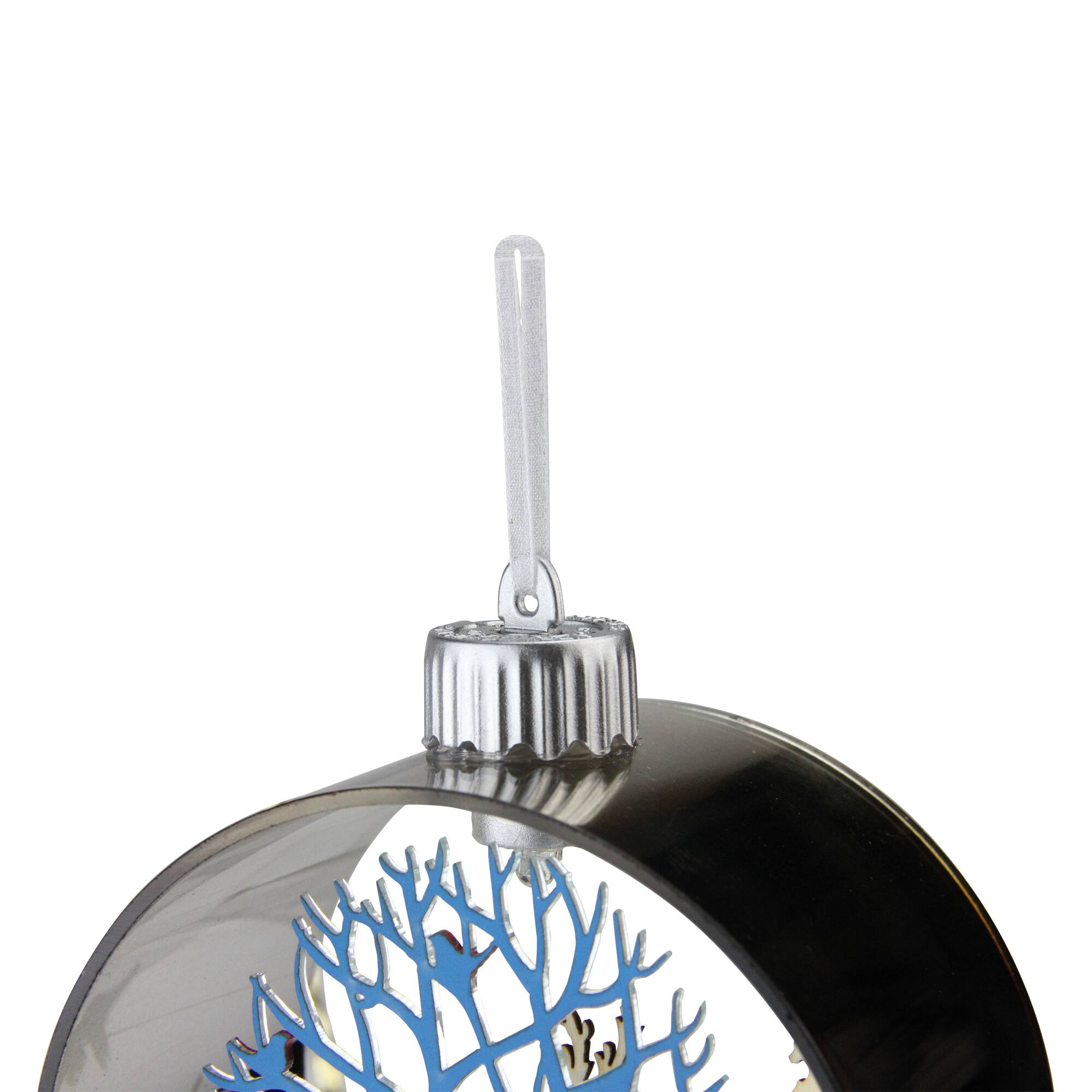 5&#x22; Pre-Lit Silver Woodland Animals Christmas Ornament