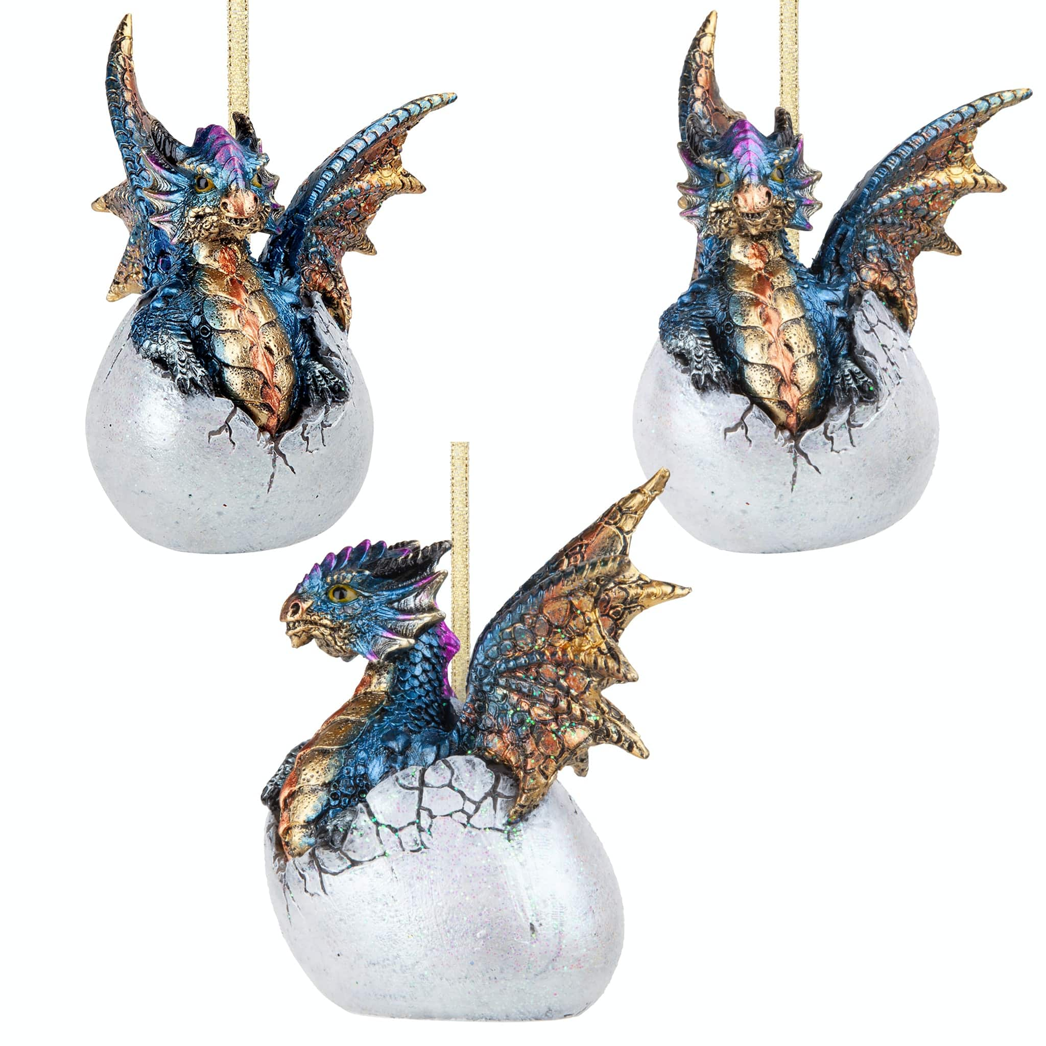 Design Toscano Hard Boiled Dragon Hatchling Ornaments, 3ct.