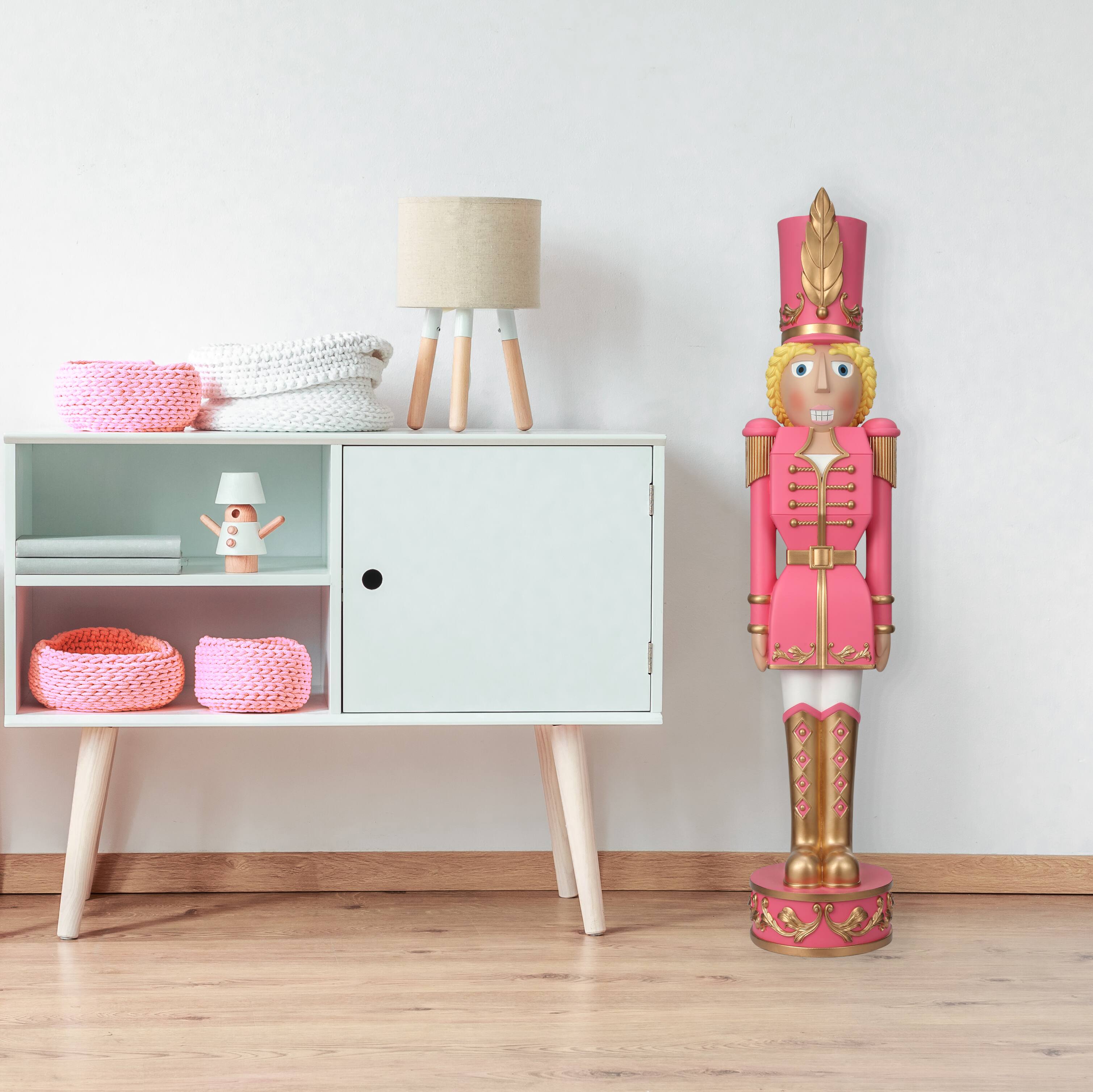 Haute Decor 37&#x22; Pink &#x26; Gold Decorative Christmas Nutcracker