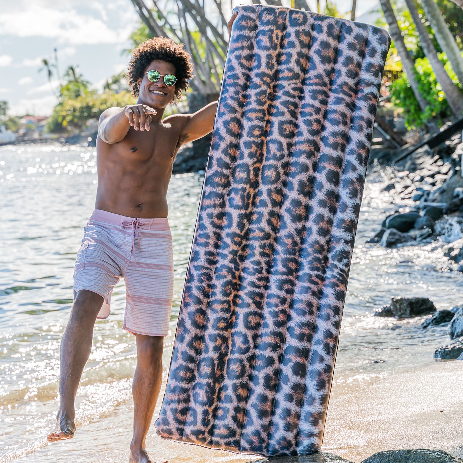 PoolCandy Leopard Print Deluxe Pool Raft