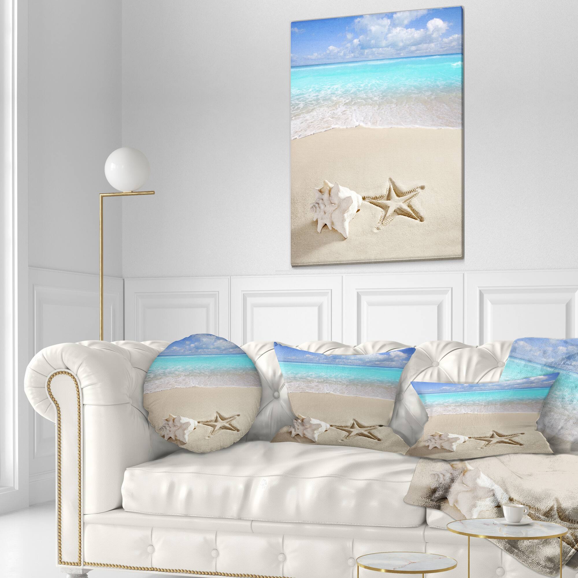 Designart - Caribbean Beach Starfish - Beach Photography Canvas Art Print