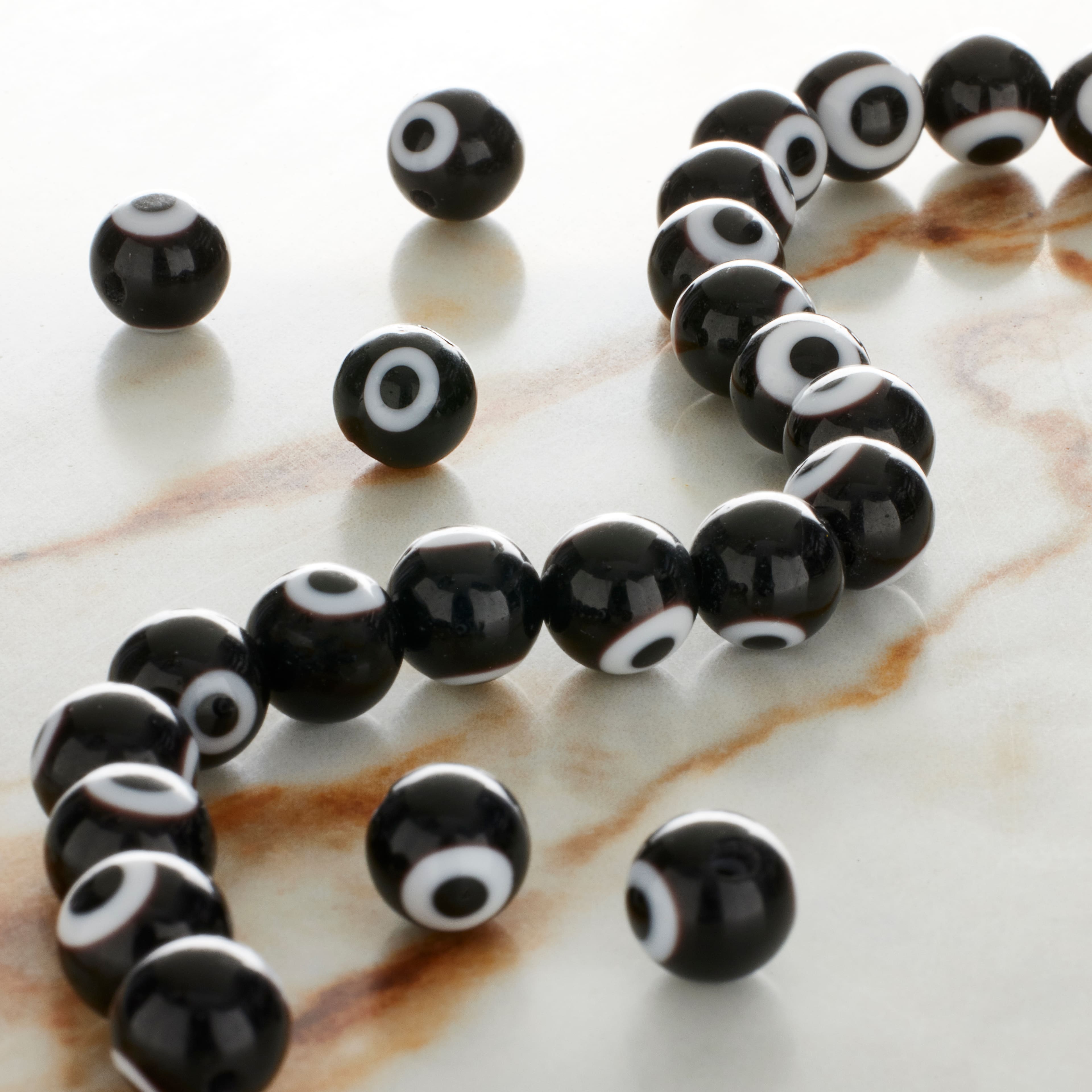 Perles rondes à thème de mauvais œil en verre soufflé de Bead Landing, 8 mm