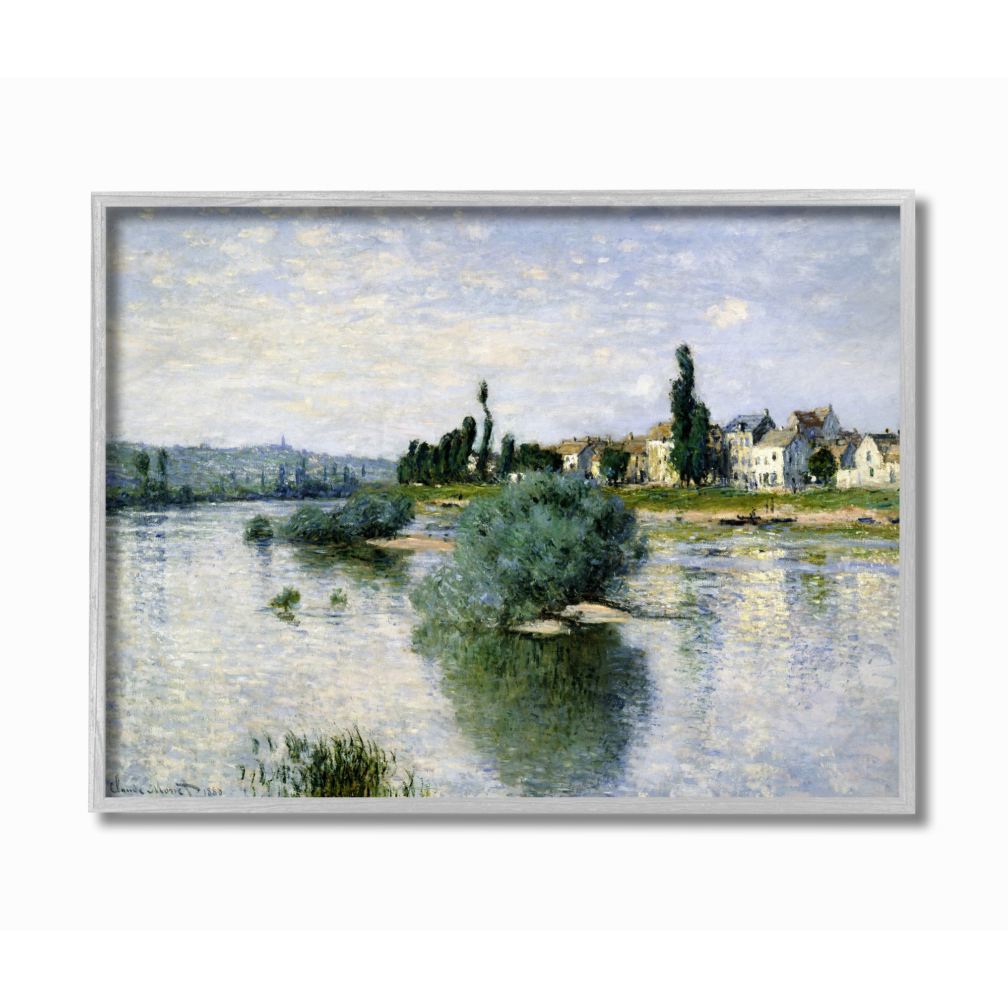 Stupell Industries Monet Classic Countryside Homes Lake Landscape Gray Framed Wall Art