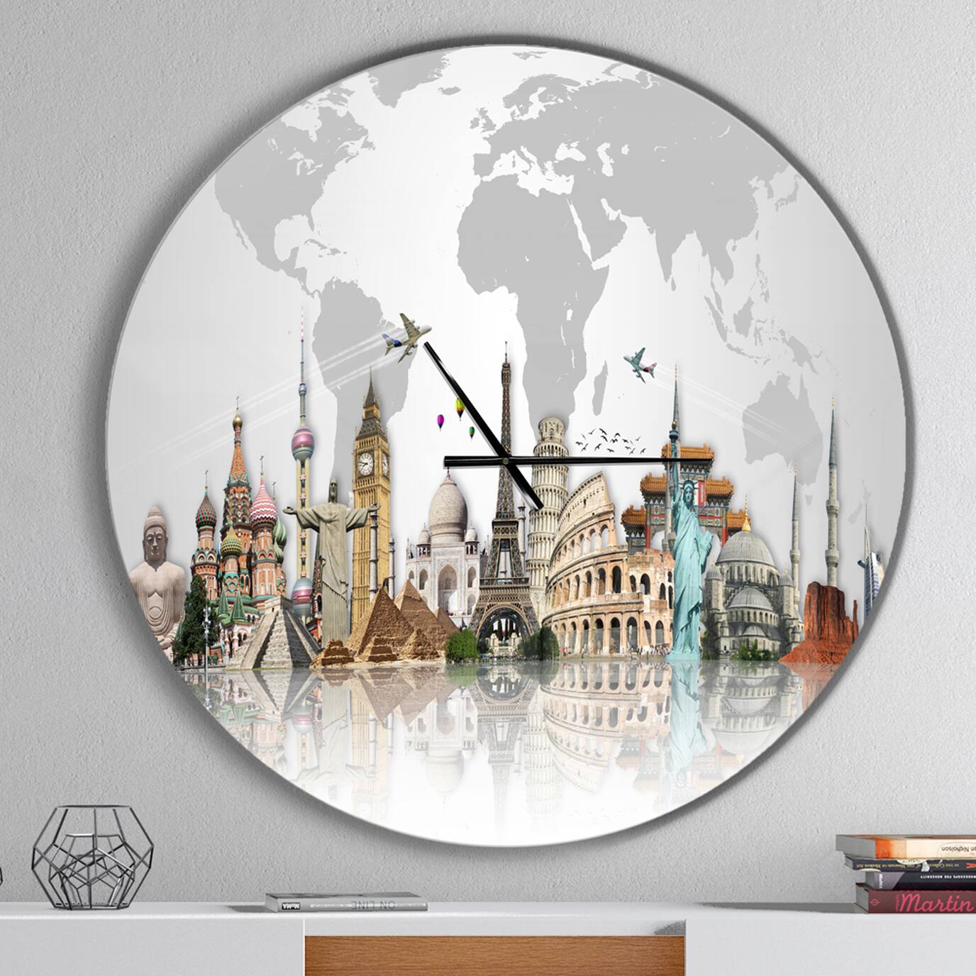 Designart Famous Monuments Across World Modern Wall Clock
