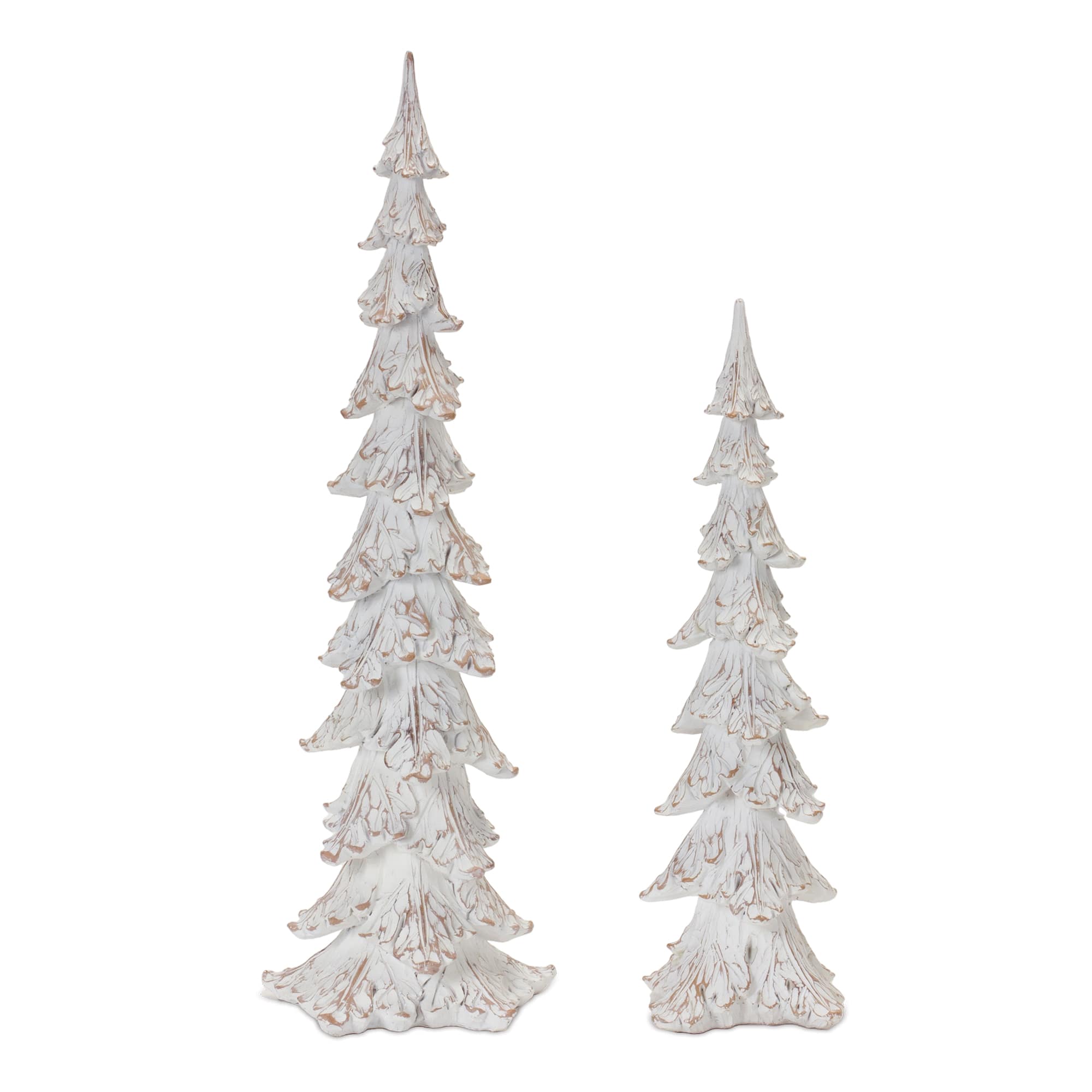White Washed Pine Tree Set, 15.5&#x22; x 21&#x22;