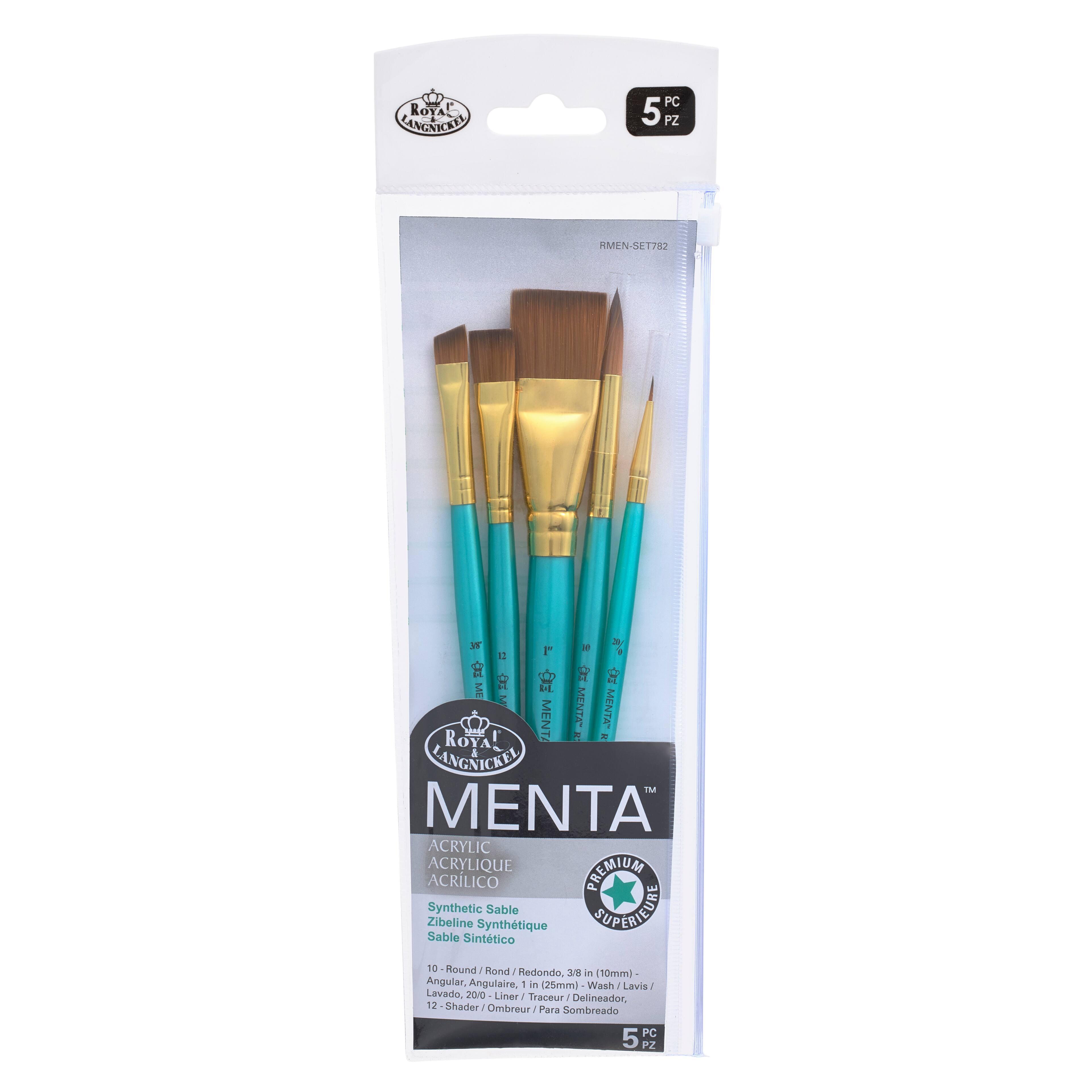 Royal &#x26; Langnickel&#xAE; Menta&#x2122; Synthetic Acrylic 5 Piece Brush Set