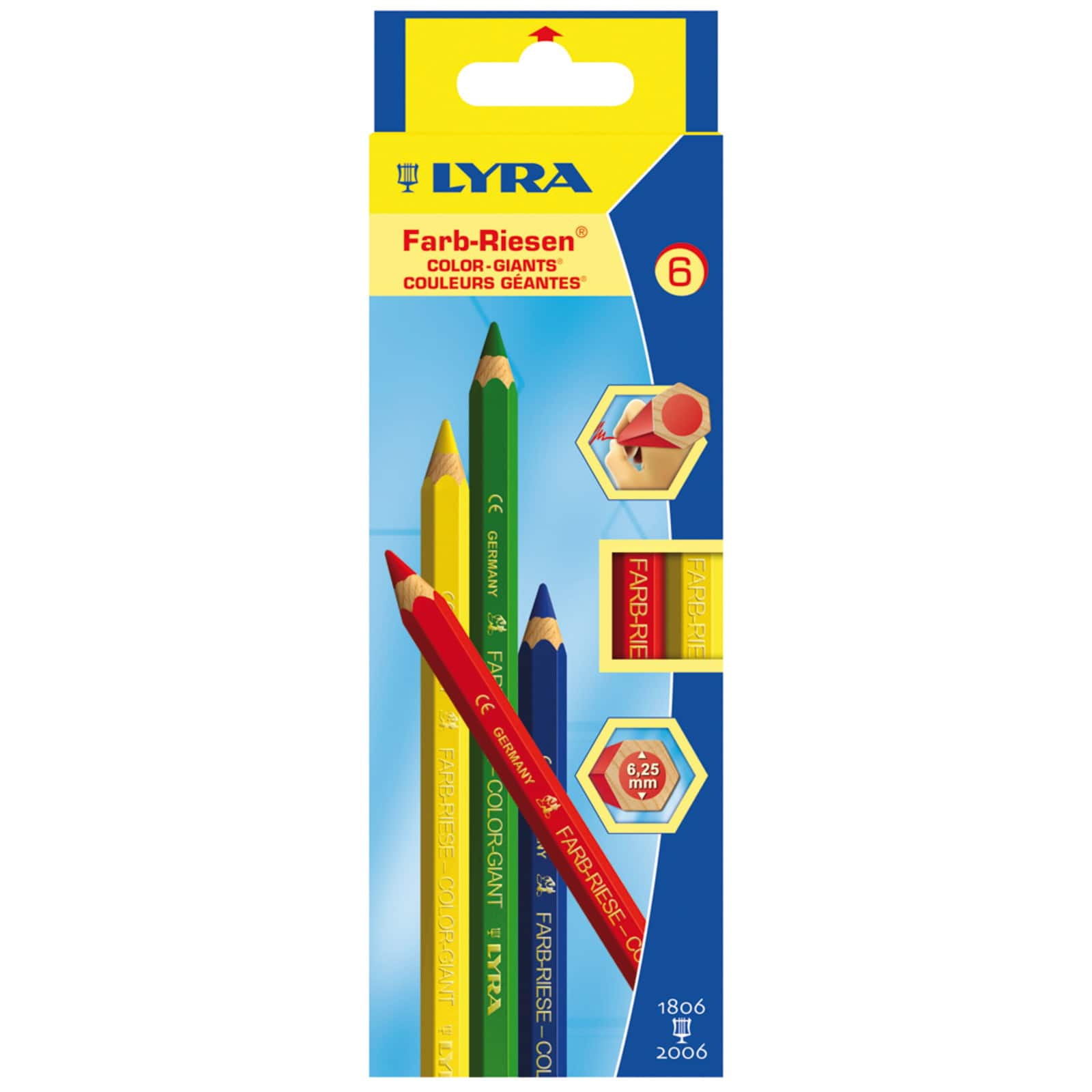 Lyra Color Giants 6 Assorted Colored Pencils