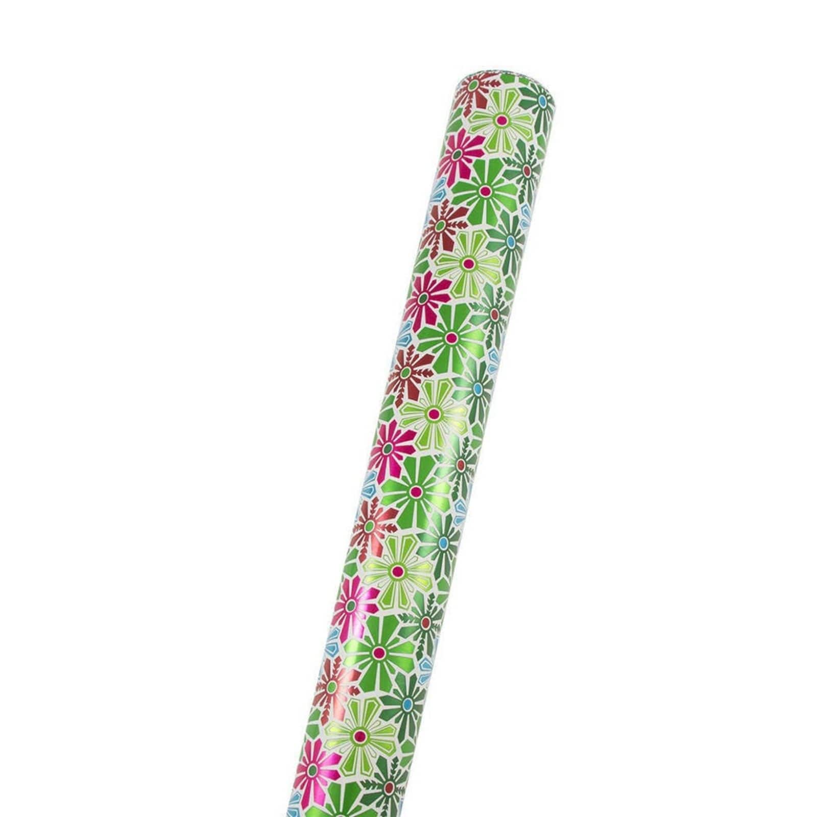 JAM Paper Holiday Snowflake Flowers Christmas Wrapping Paper, 2ct.