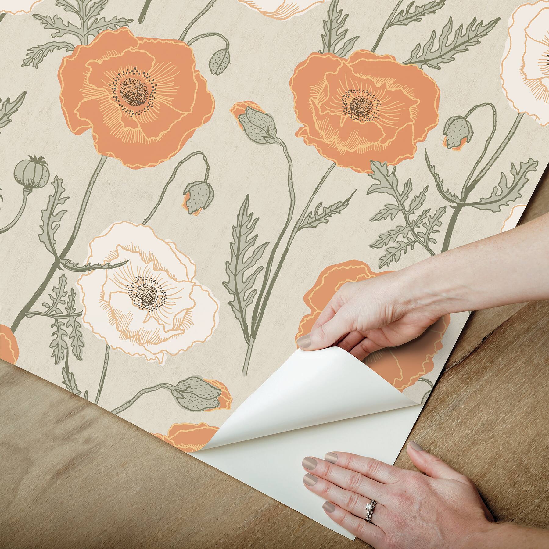 NuWallpaper Jen Hewett Poppy Field Peel &#x26; Stick Wallpaper