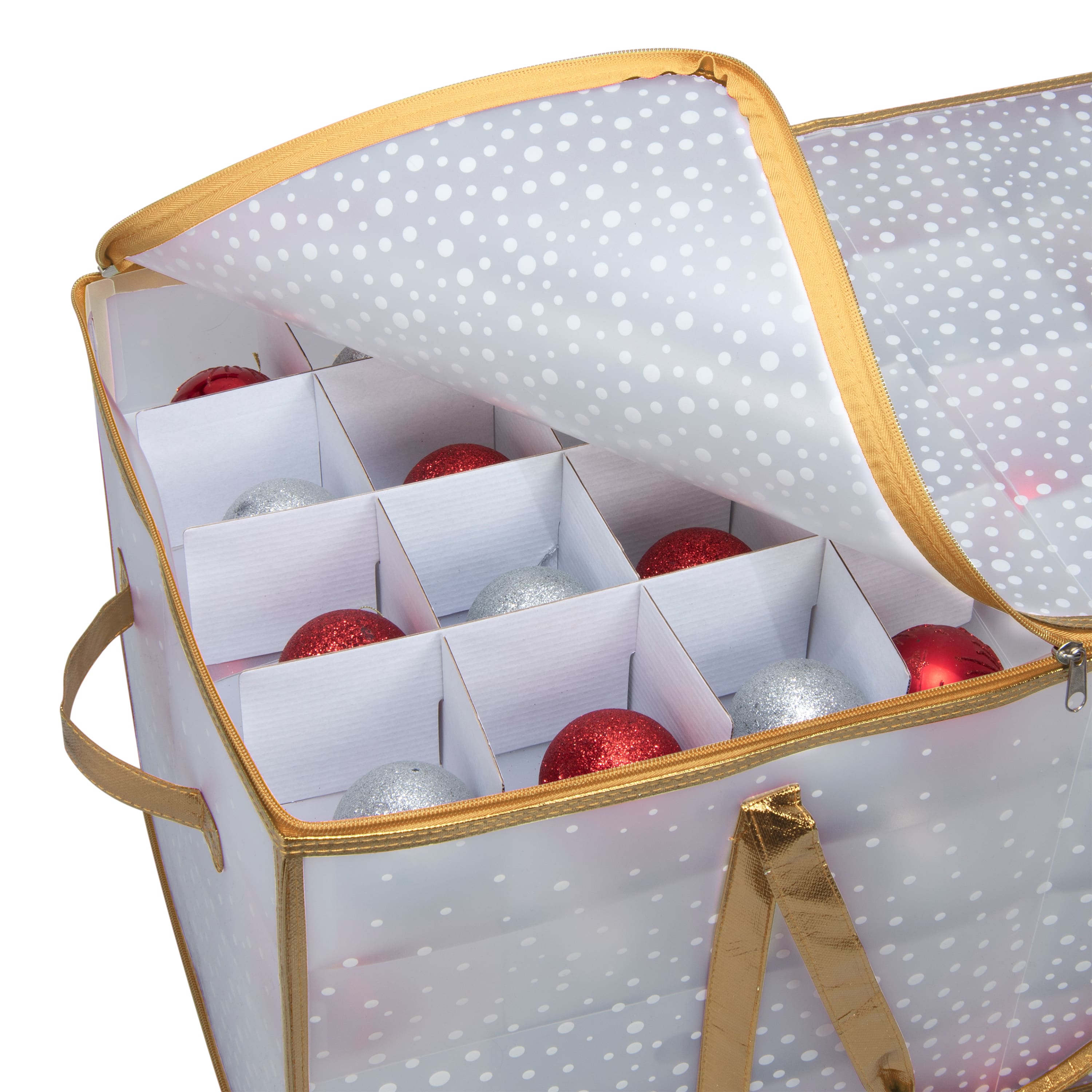 Simplify Gold & White 128ct. Ornament Storage Organizer