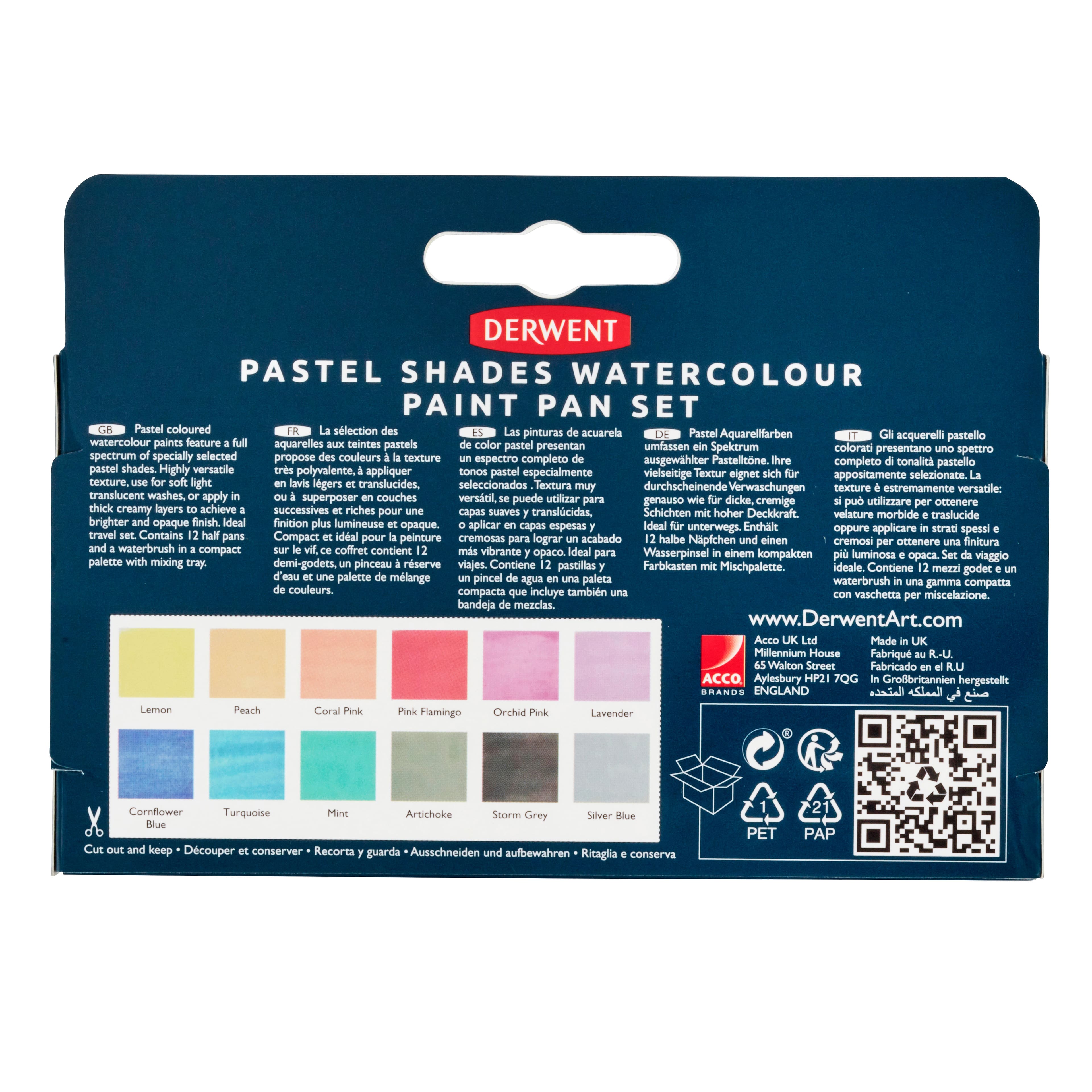 Derwent Pastel Shades Watercolour Paint Pan Set