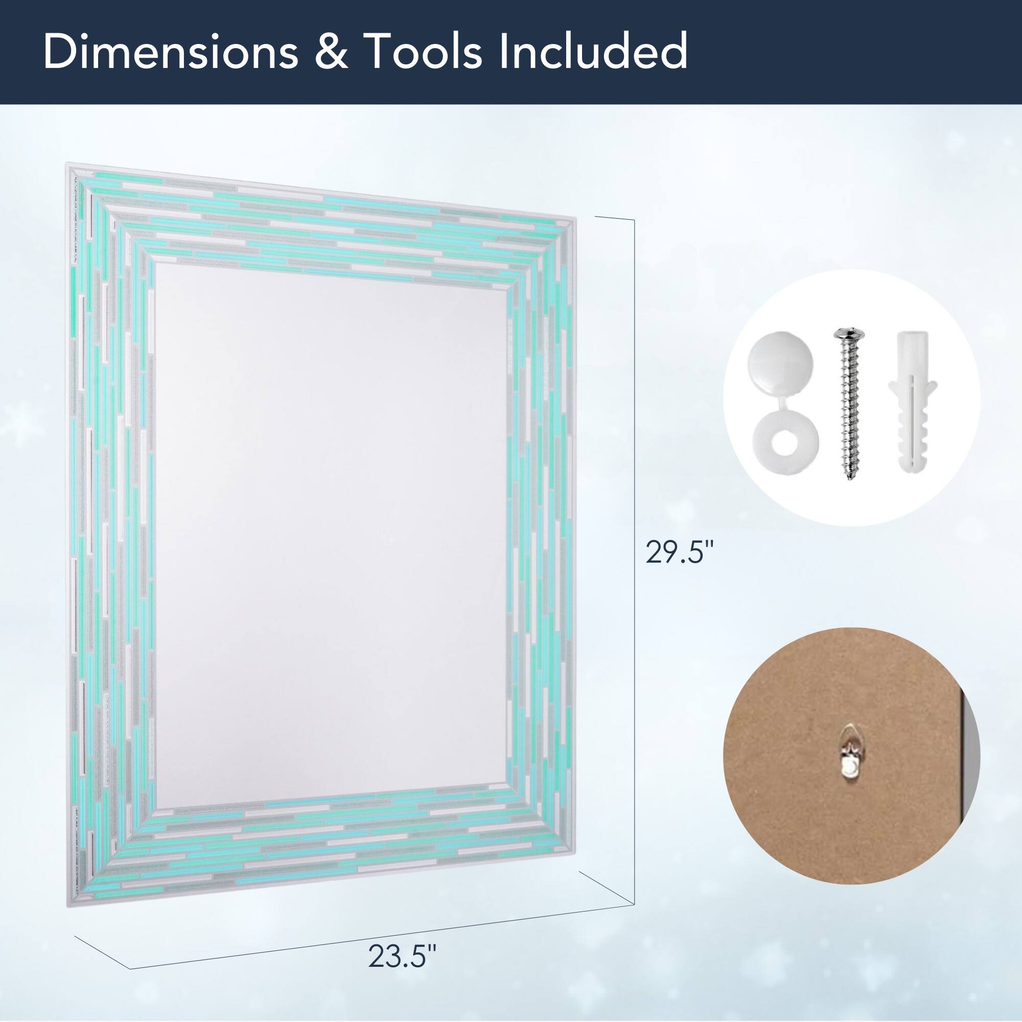 Head West Frameless Reeded Mosaic Printed Wall Décor Mirror