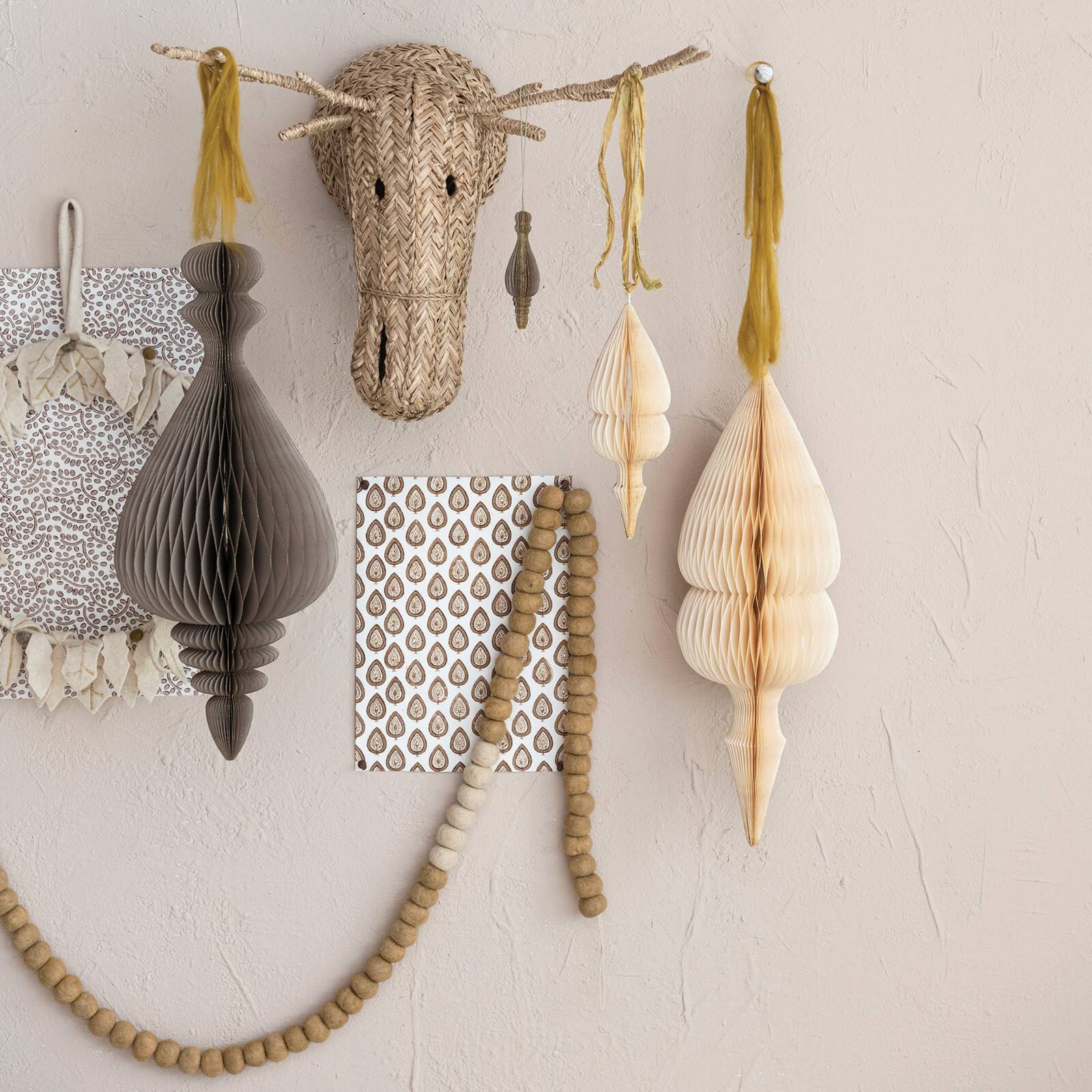 Hello Honey® Cream Honeycomb Finial Paper Ornament Set