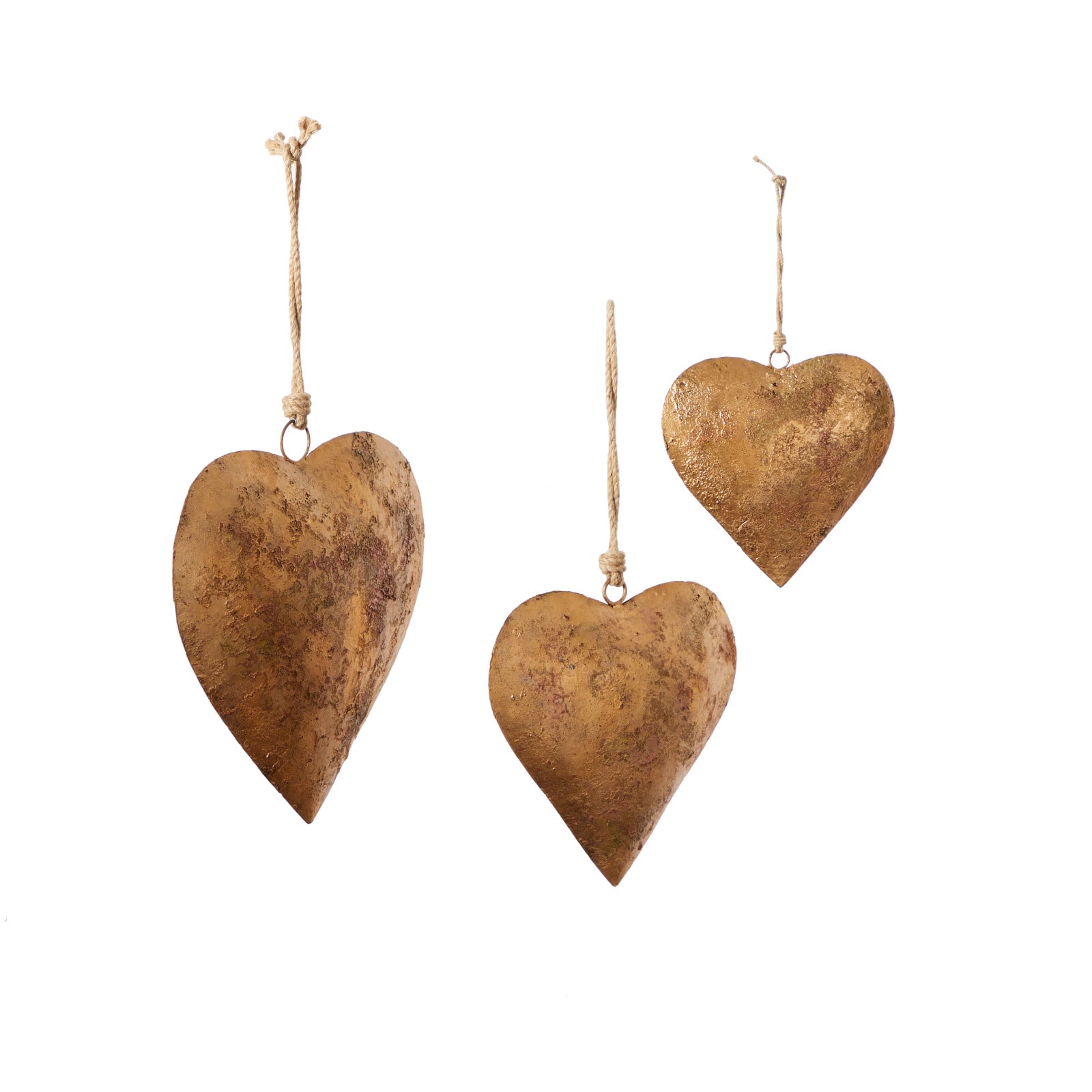 Gold Metal Heart Rustic Windchime Set