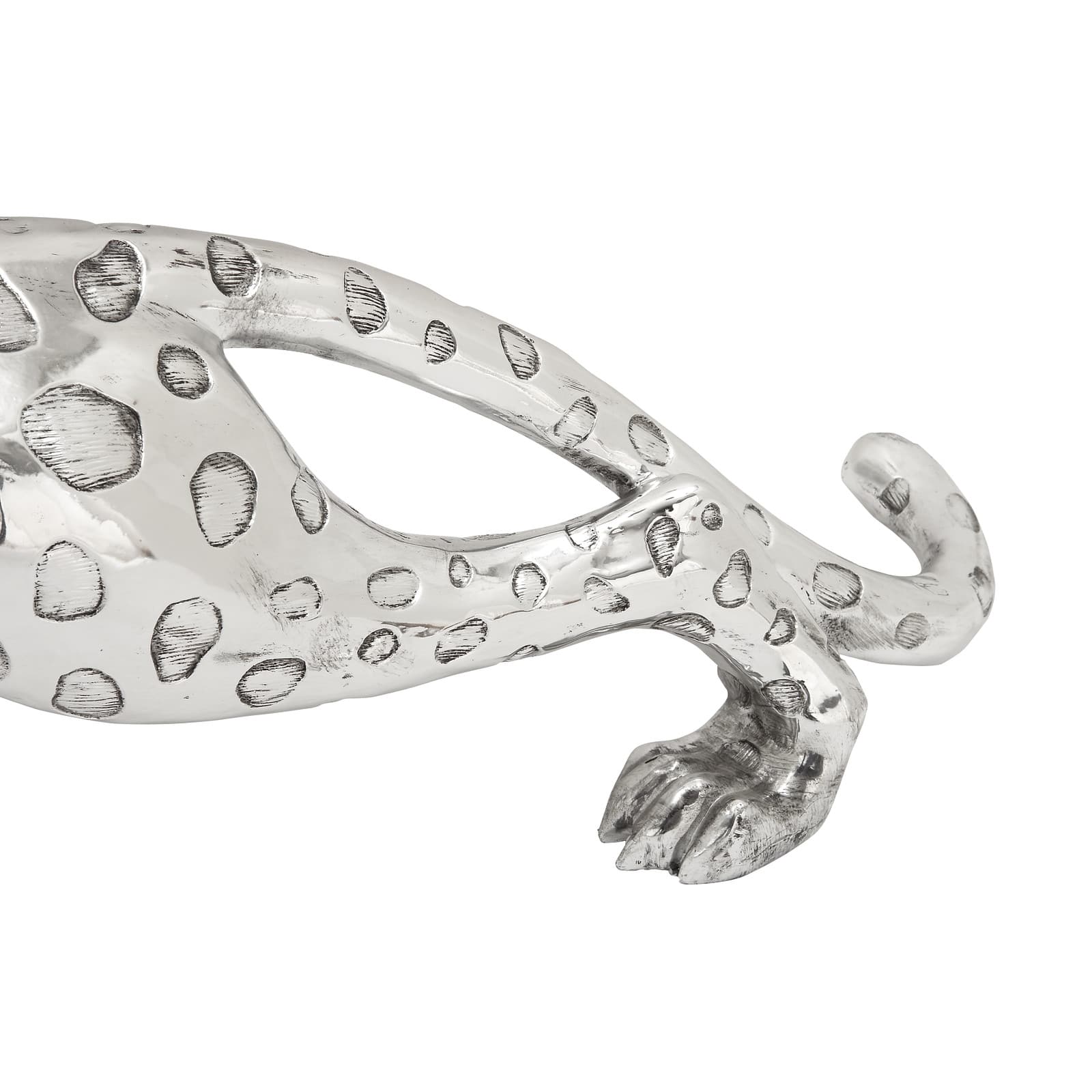 48&#x22; Silver Modern Leopard Sculpture
