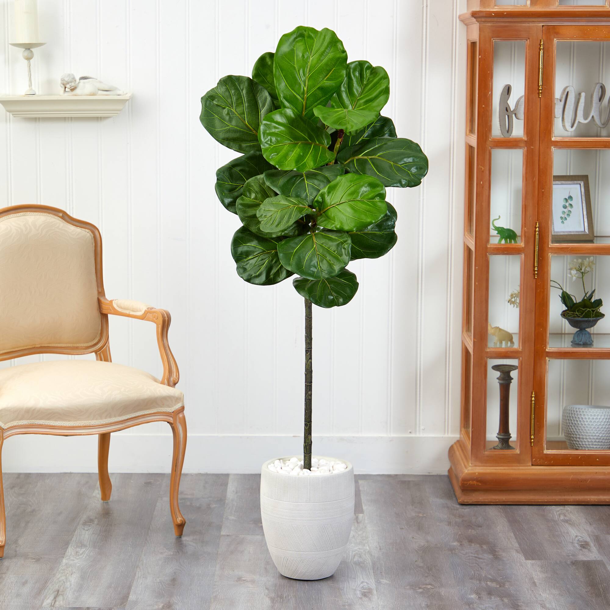 4.5ft. Fiddle Leaf Tree in White Planter Trees & Floor Plants Michaels