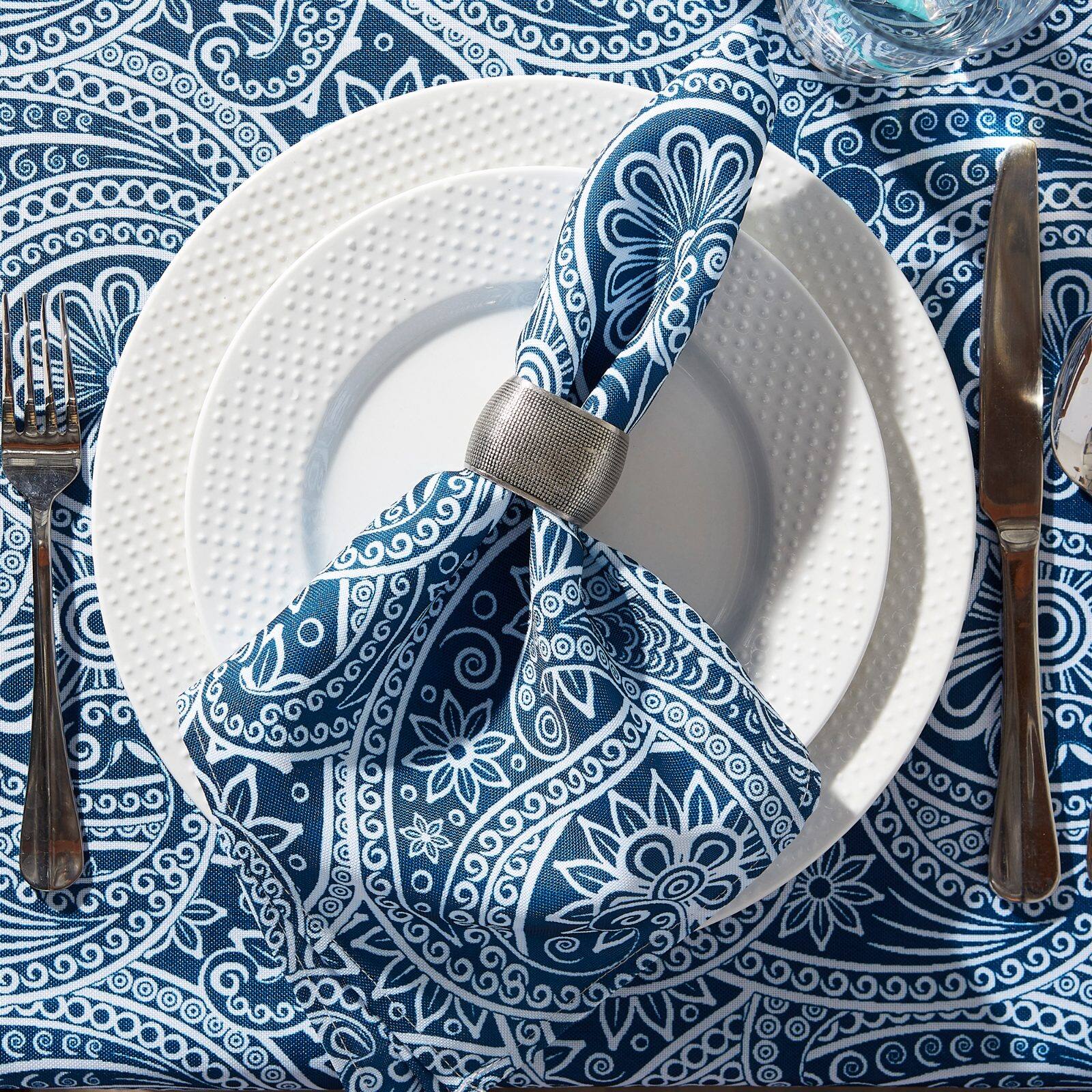 DII&#xAE; Blue Paisley Print Outdoor Napkins, 6ct.