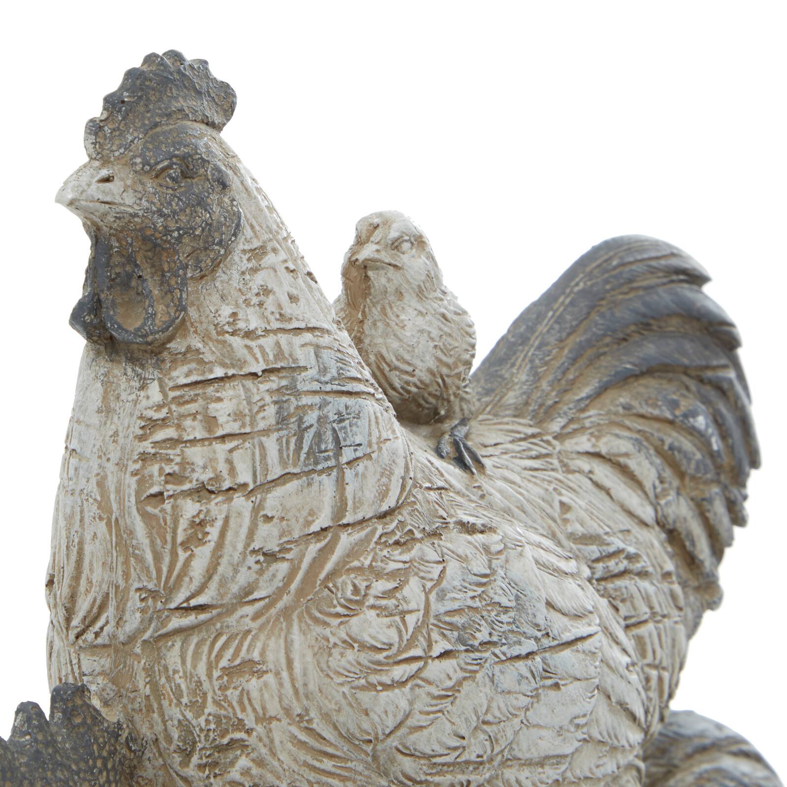 White Polystone Farmhouse Sculpture, Rooster 12" x 8" x 5"
